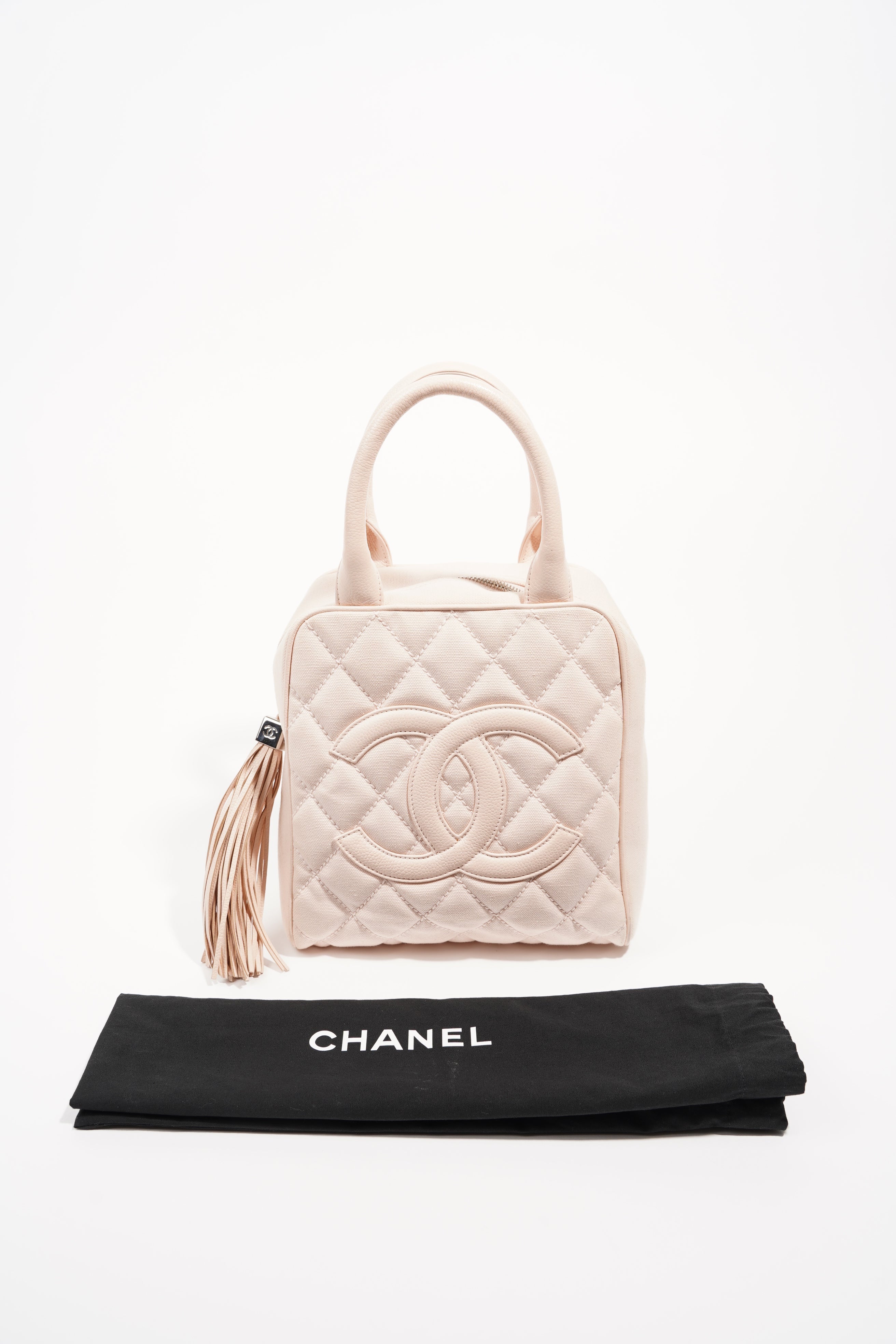 Chanel Womens Lambskin Hobo Tassel Bag Pink Small