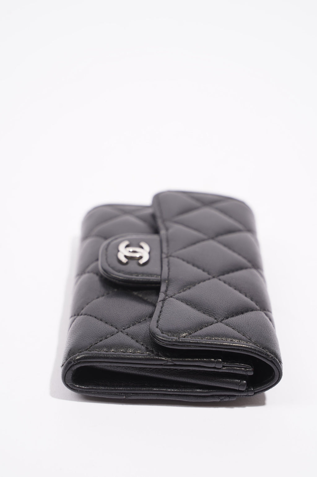 Chanel Womens Lambskin Card Holder Black