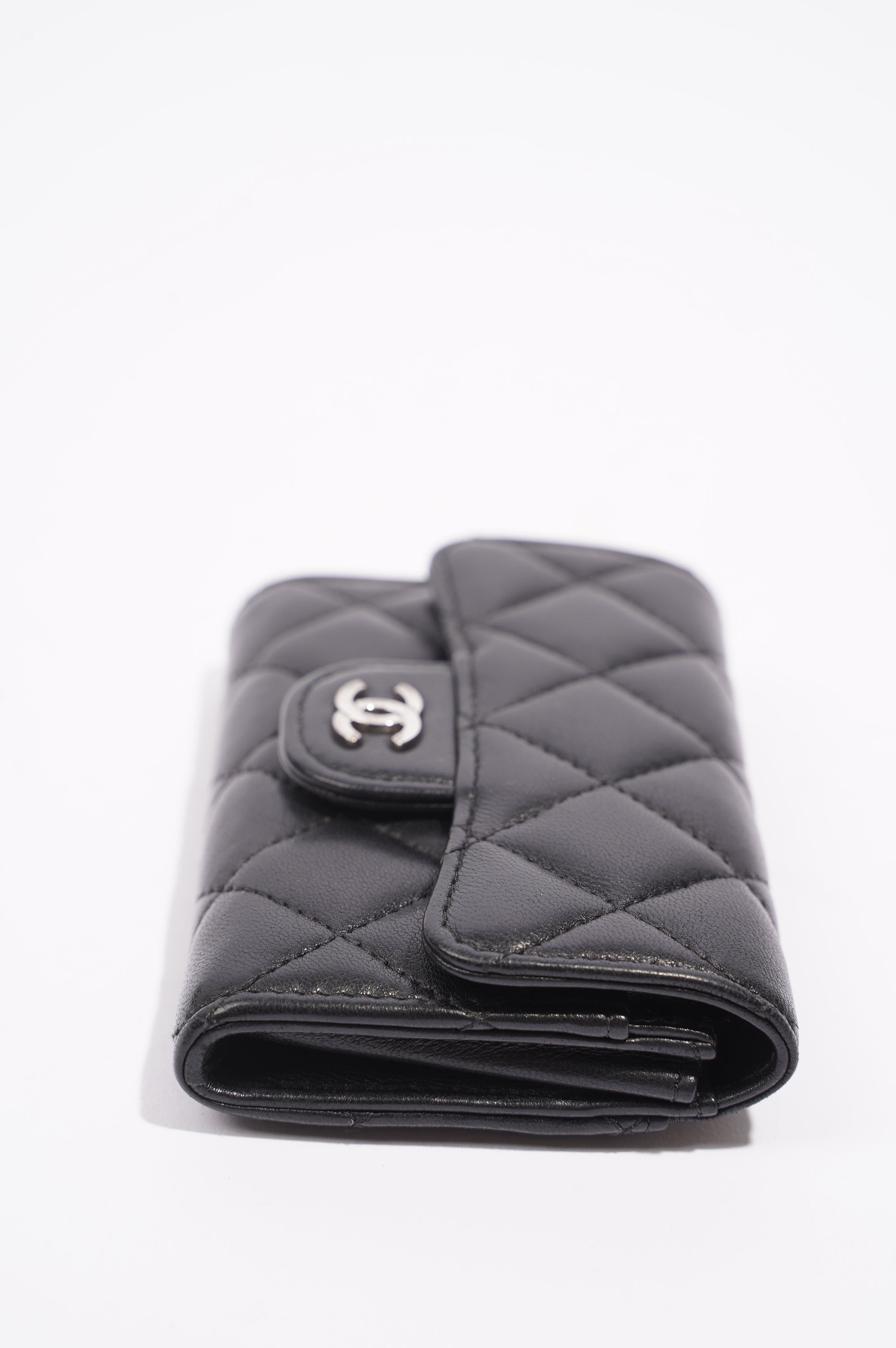 Chanel Womens Lambskin Card Holder Black