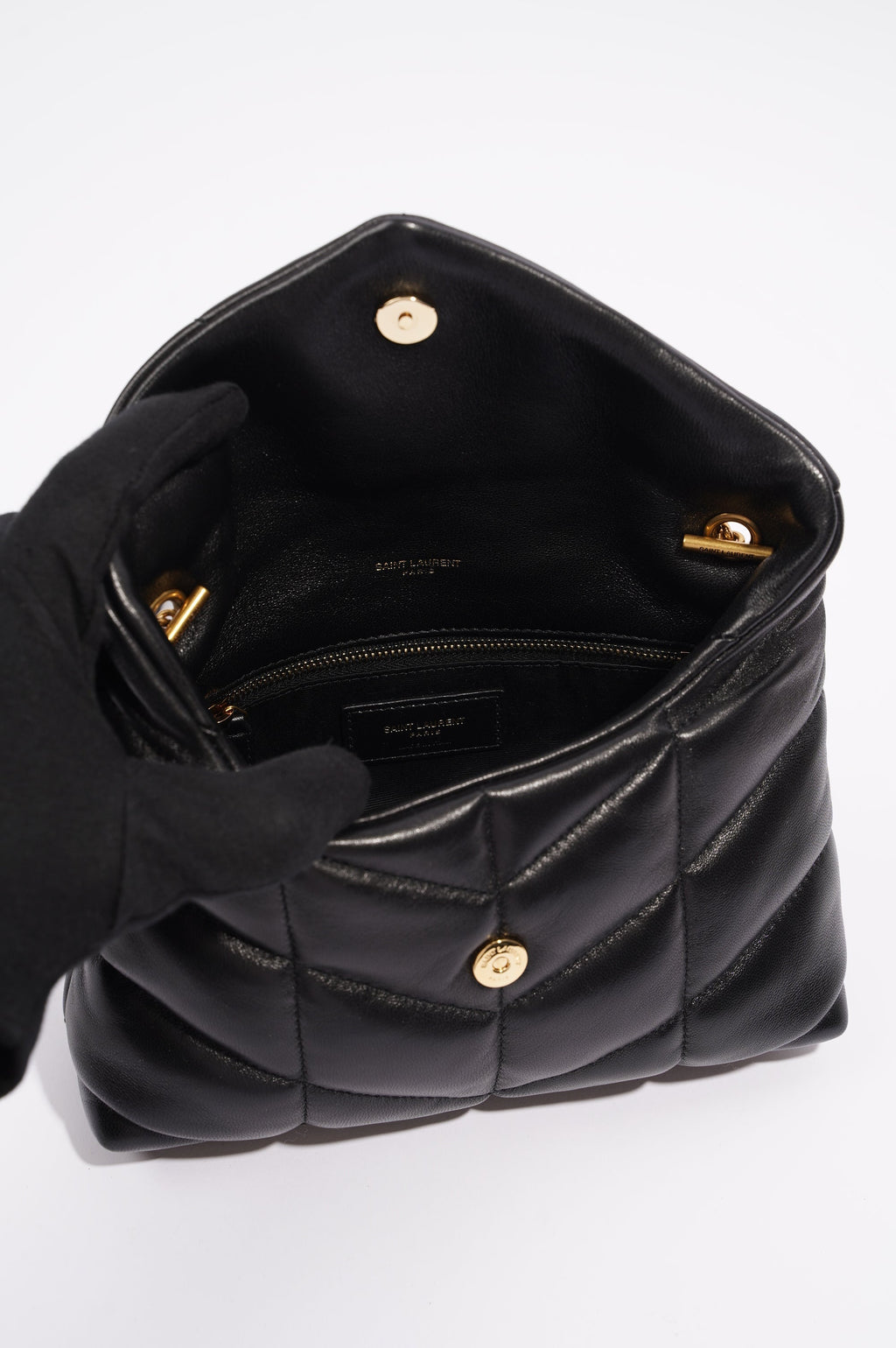 Saint Laurent Womens Loulou Toy Puffer Bag Black