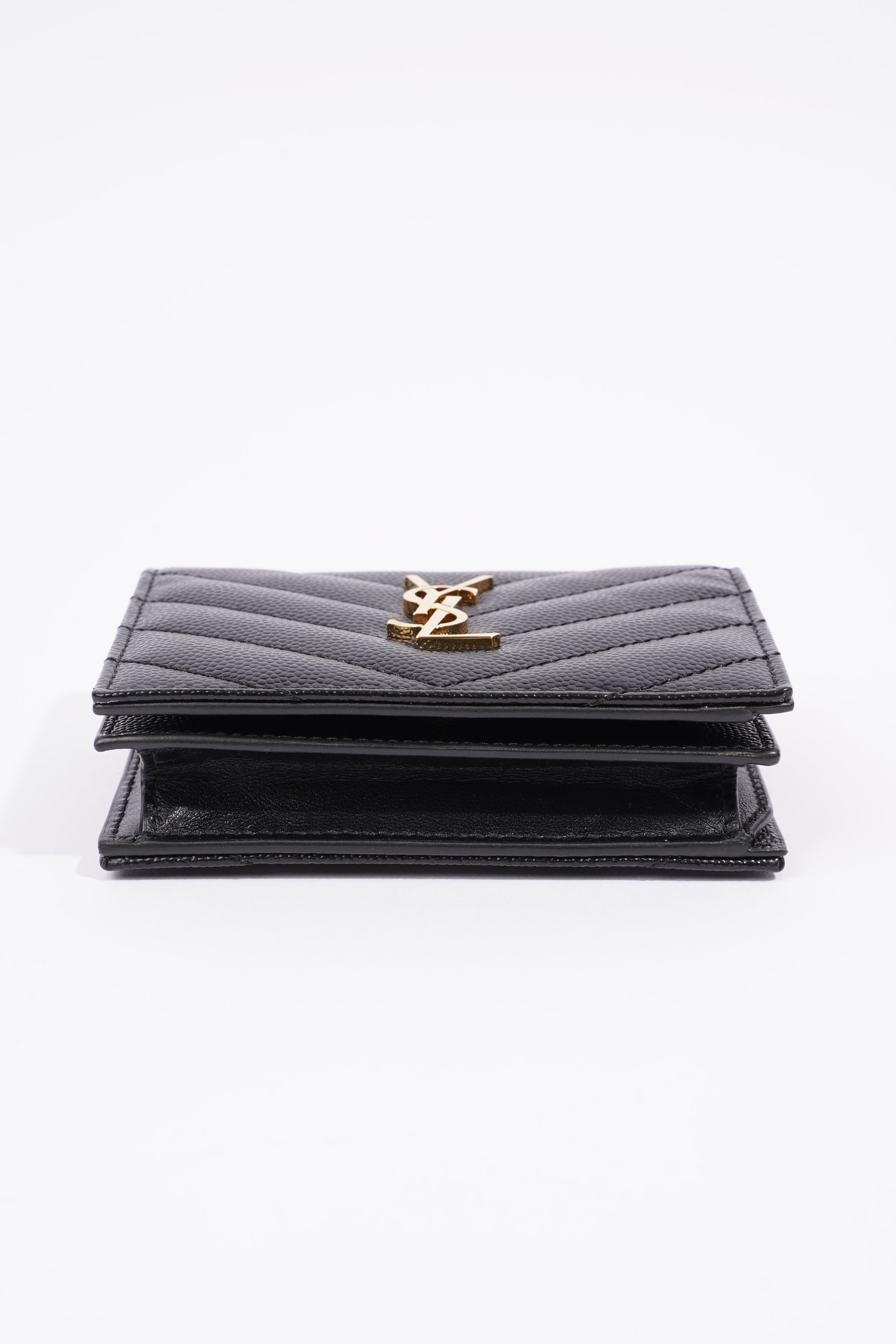 Saint Laurent Flap Card Case Black Matelasse Leather