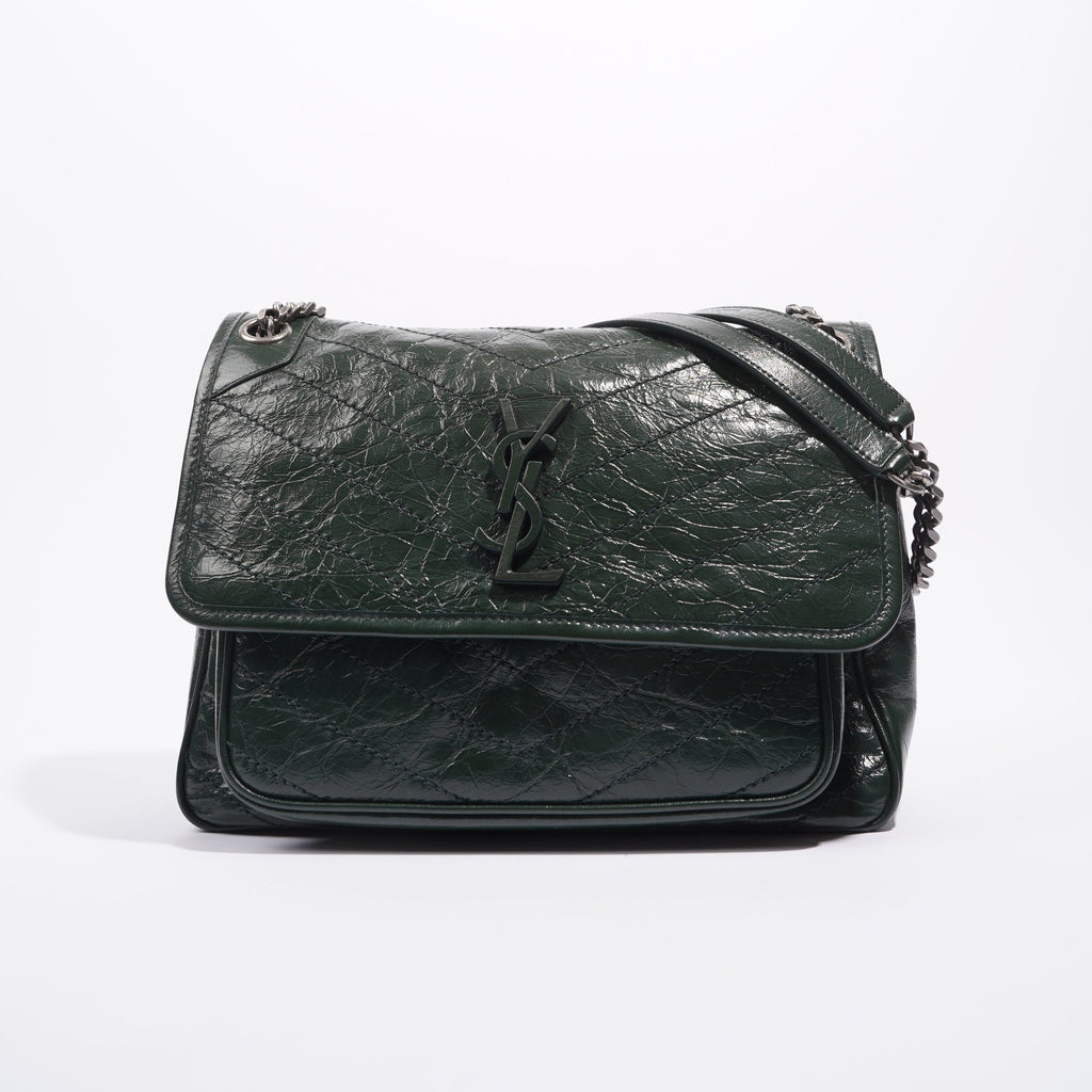 Saint Laurent Womens Niki Shoulder Bag Forest Green Medium