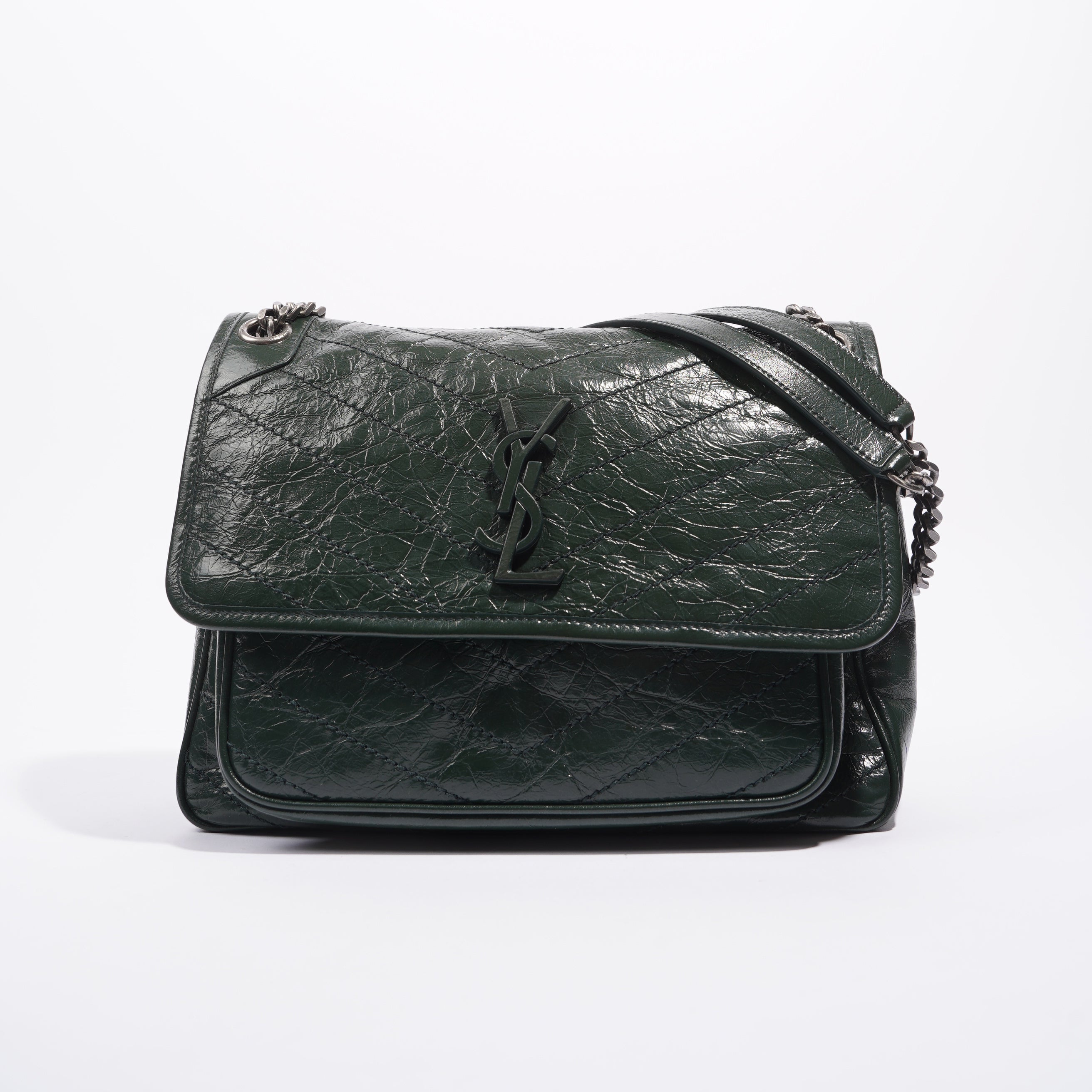 Saint Laurent Womens Niki Shoulder Bag Forest Green Medium