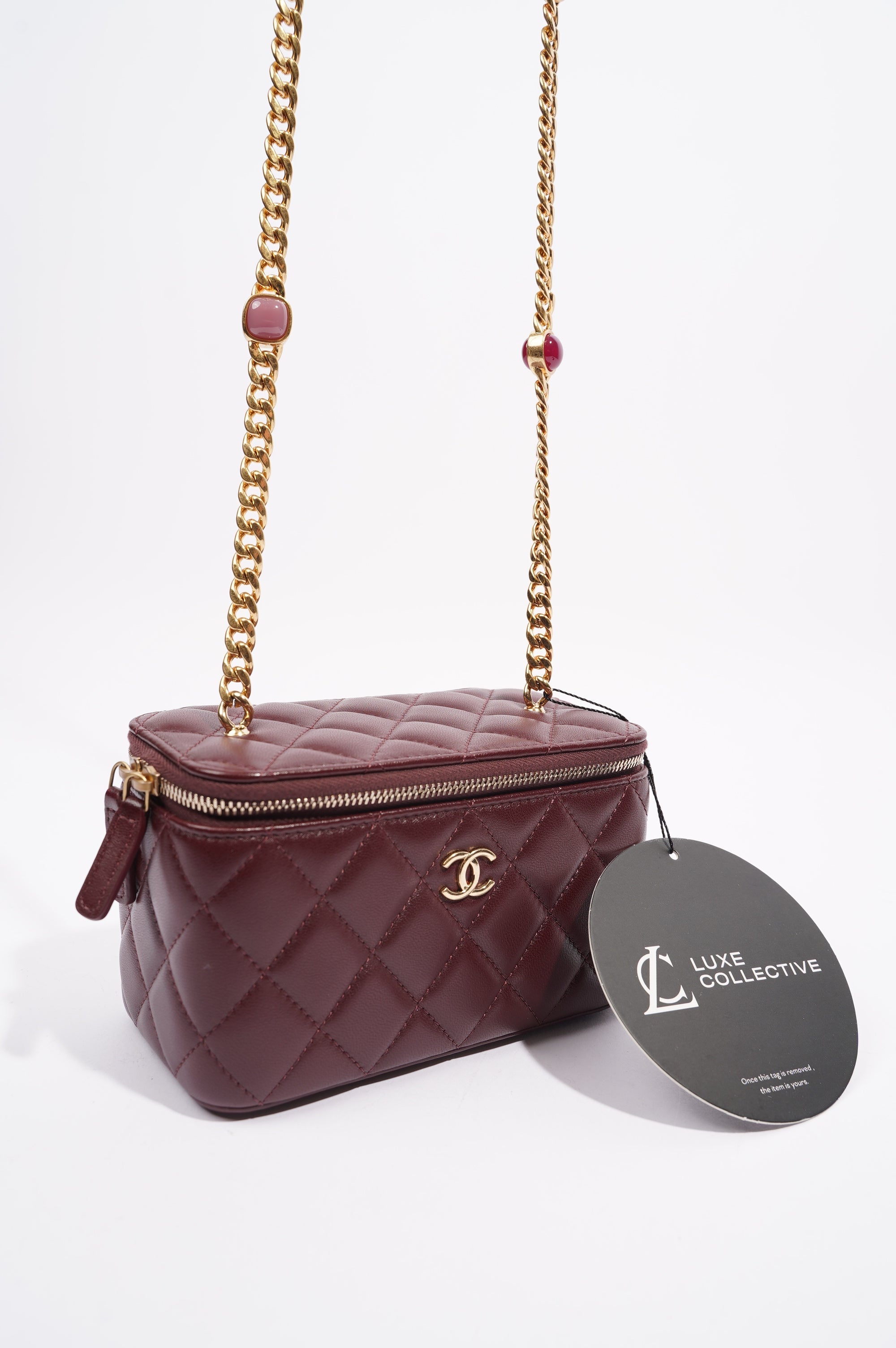 Chanel Womens Vanity Case Burgundy