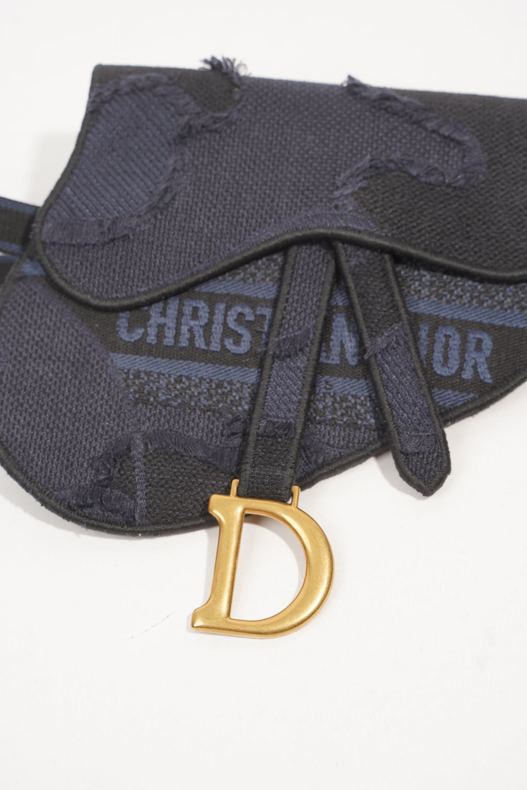 Christian Dior Saddle Belt Flat Pouch Blue Black