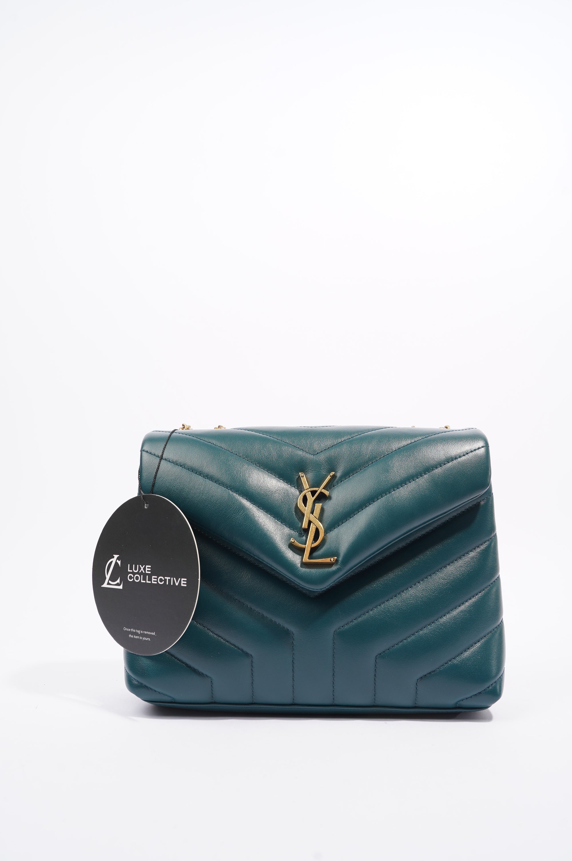 Saint Laurent Womens Lou Lou Dark Green Small