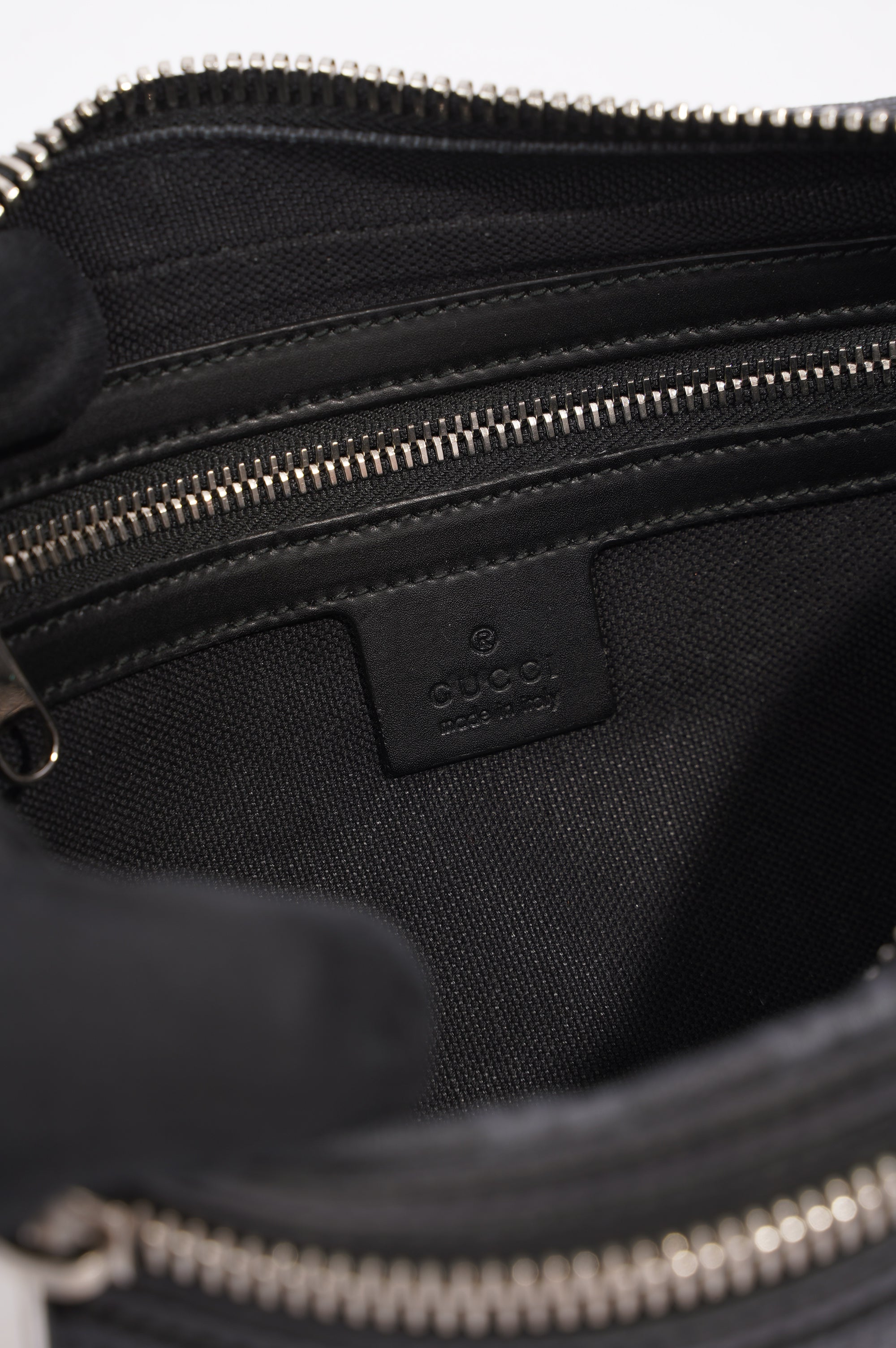 Gucci Mens Soft Zip Belt Bag Black Canvas Small