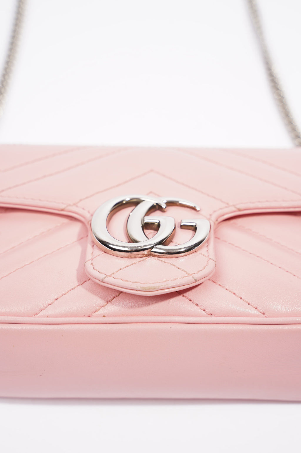 Gucci Womens Marmont Flap Pink / Silver Super Mini