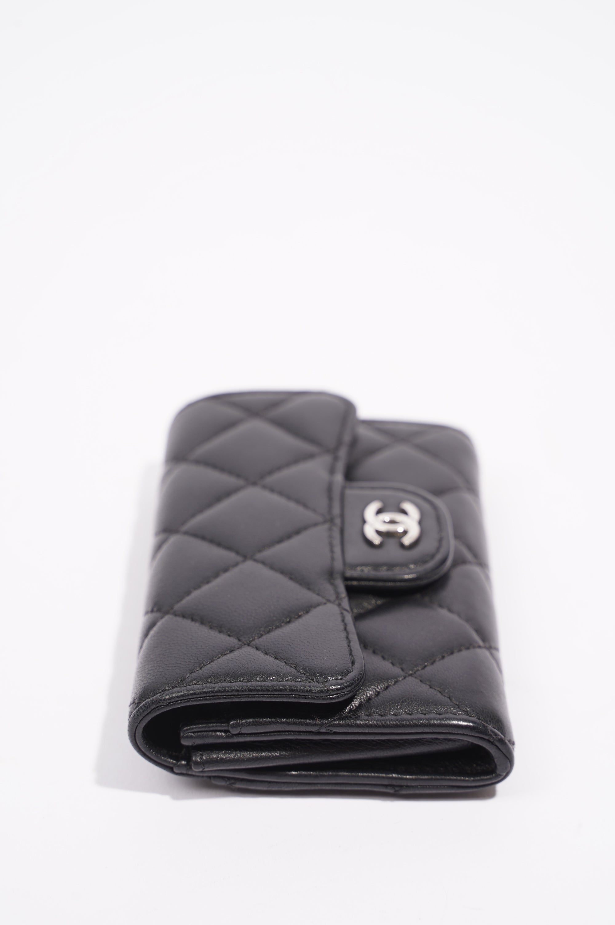 Chanel Womens Lambskin Card Holder Black