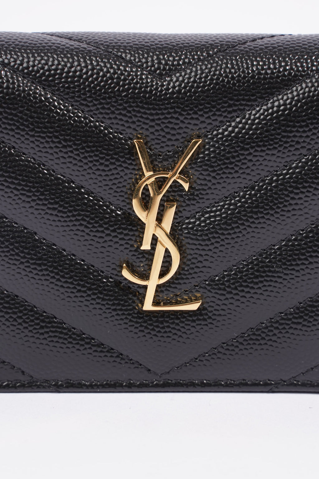 Saint Laurent Flap Card Case Black Matelasse Leather