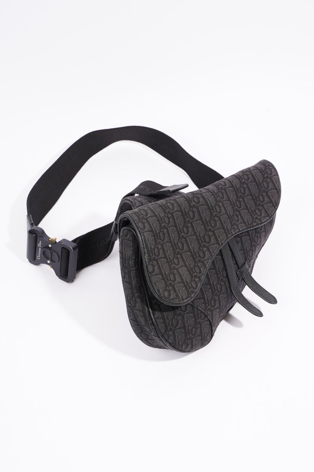 Christian Dior Saddle Bag Dark Grey Oblique Canvas