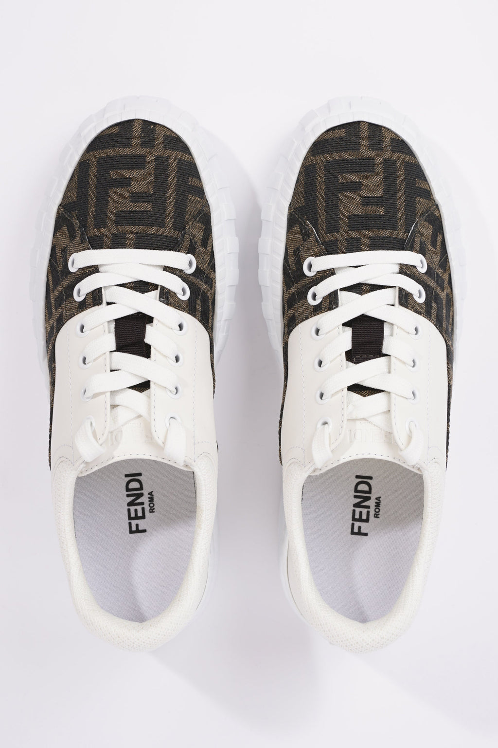 Fendi Womens Force Sneaker White / Monogram EU 38 / UK 5