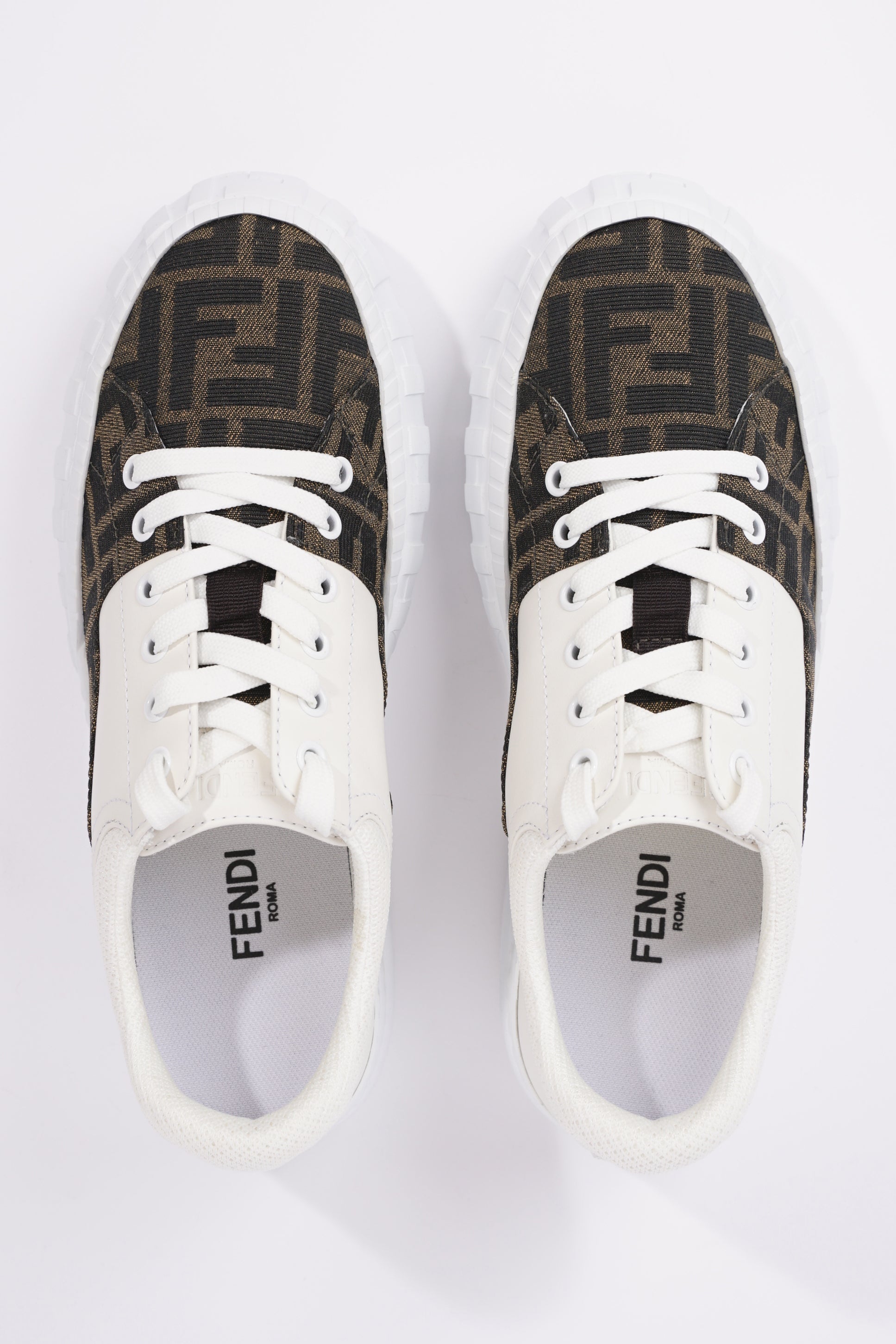 Fendi Womens Force Sneaker White / Monogram EU 38 / UK 5