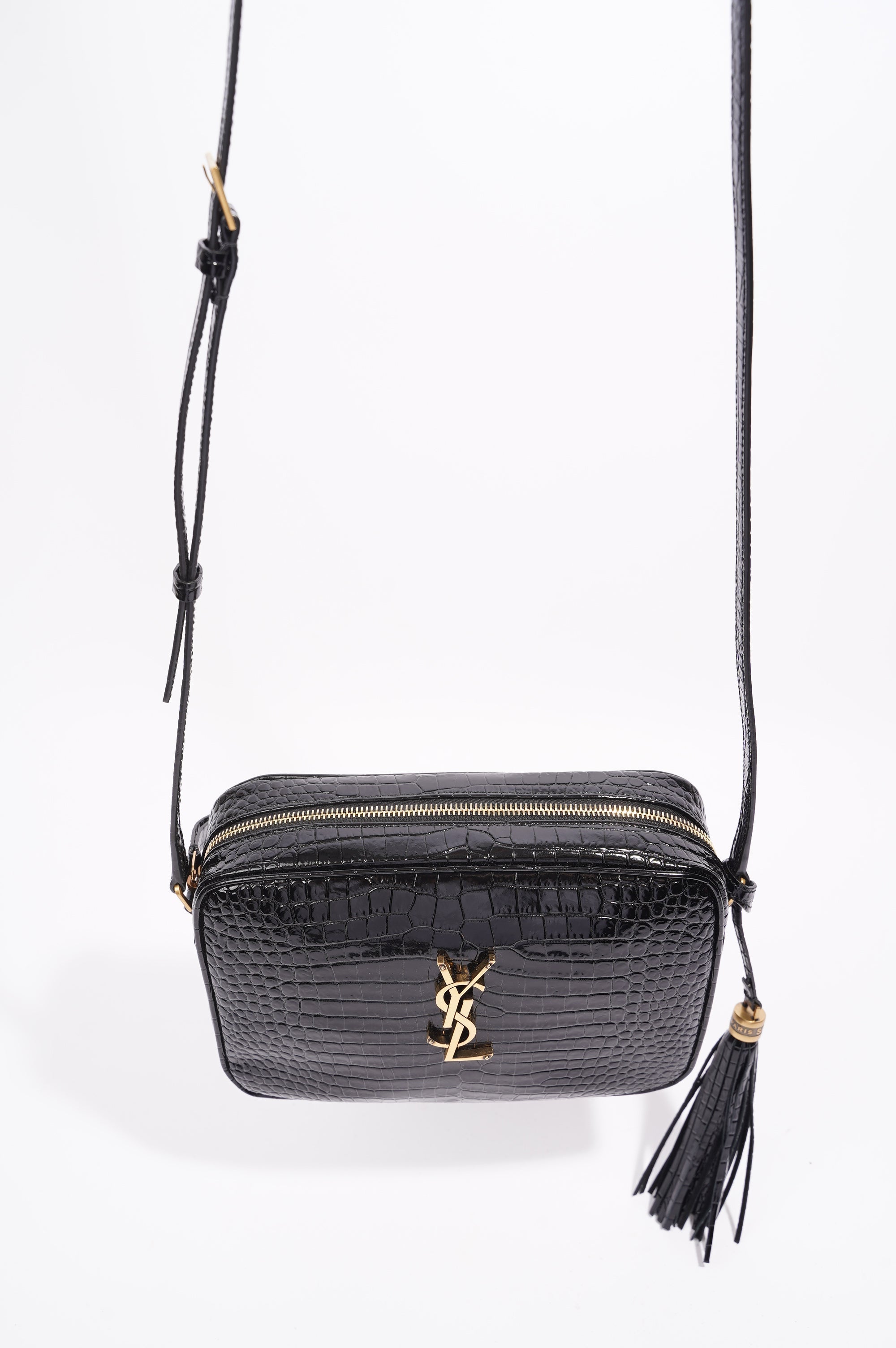 Saint Laurent Womens Lou Camera Crossbody Bag Black Leather