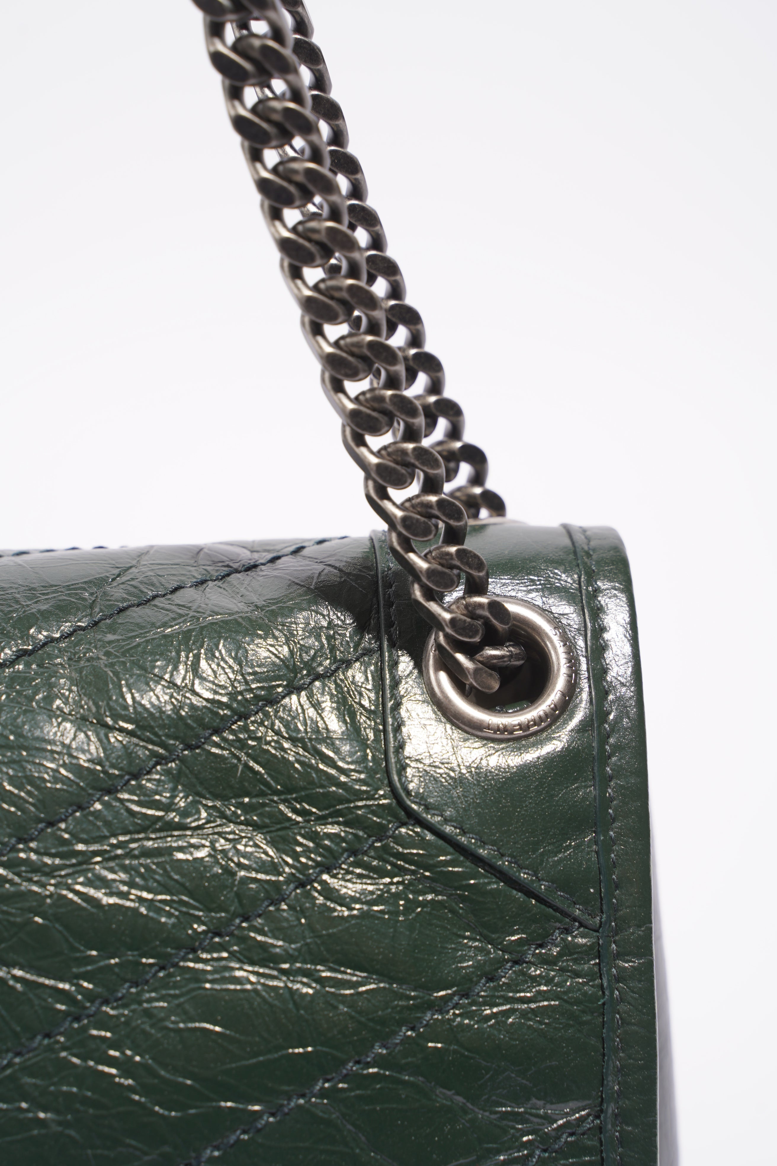 Saint Laurent Womens Niki Shoulder Bag Forest Green Medium