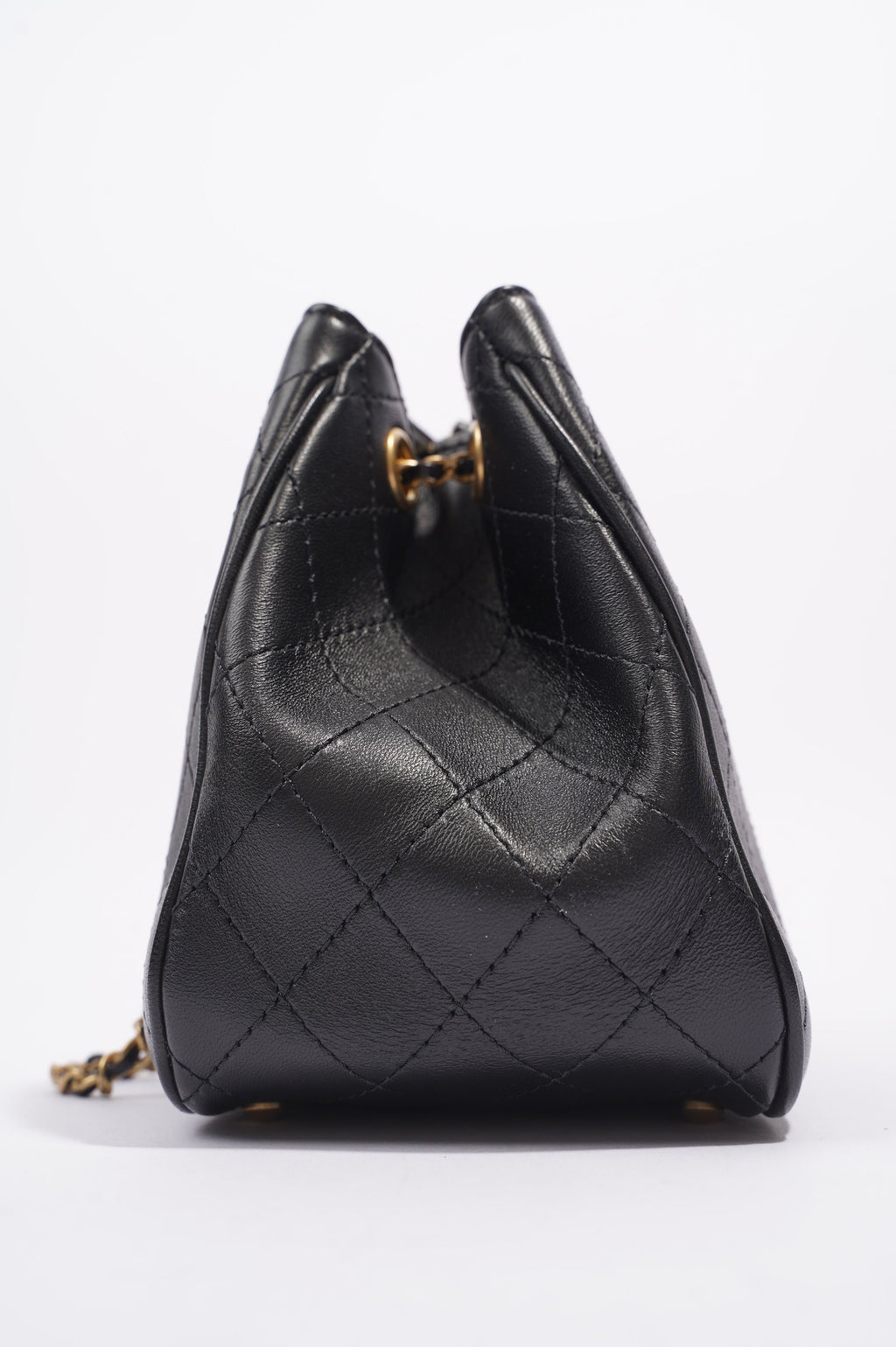 Chanel Womens Mini Amulat Bucket Bag Black Lambskin / Gold