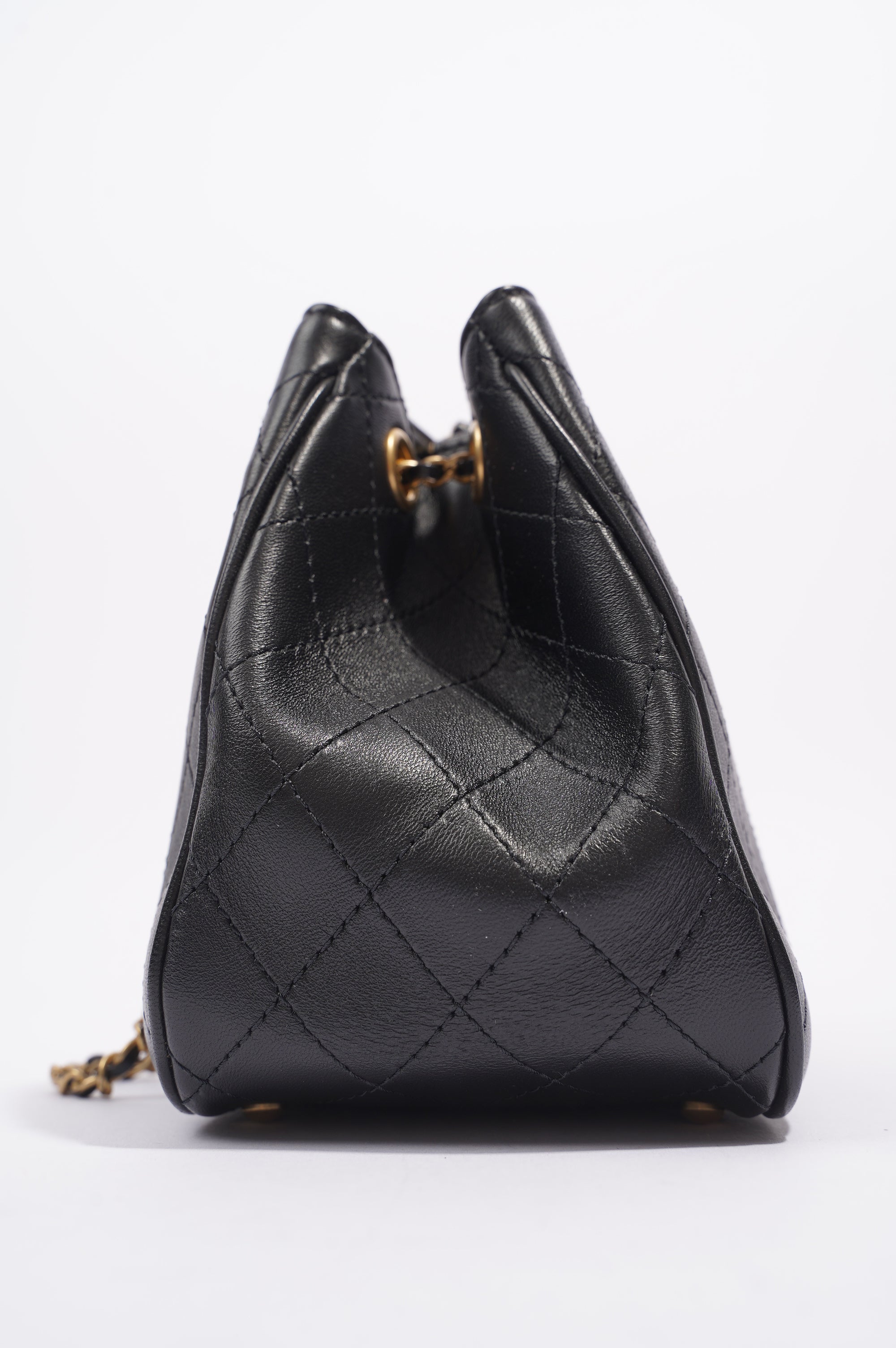 Chanel Womens Mini Amulat Bucket Bag Black Lambskin / Gold