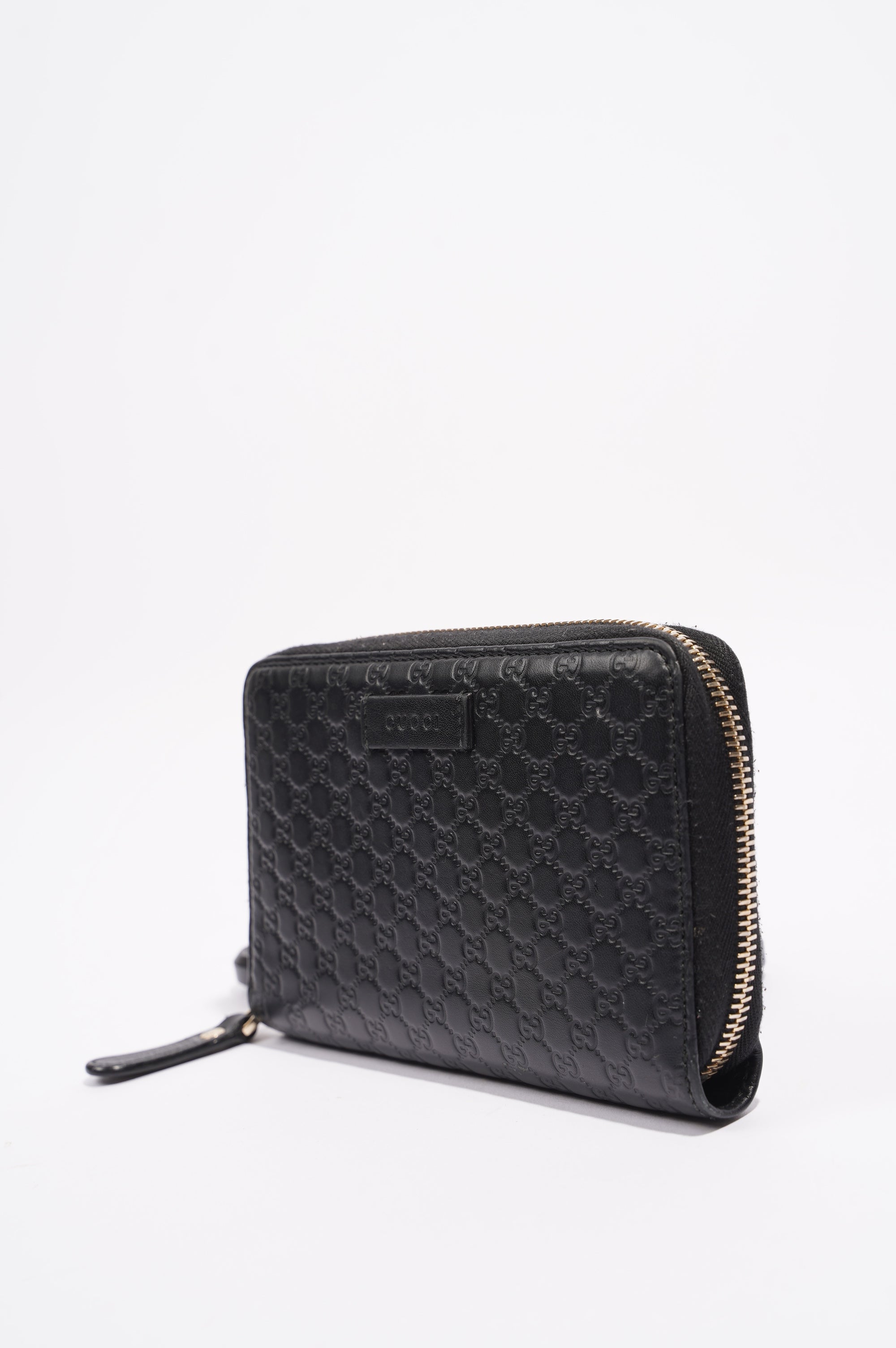 Gucci Womens Microguccissima Leather Zip Wallet Black