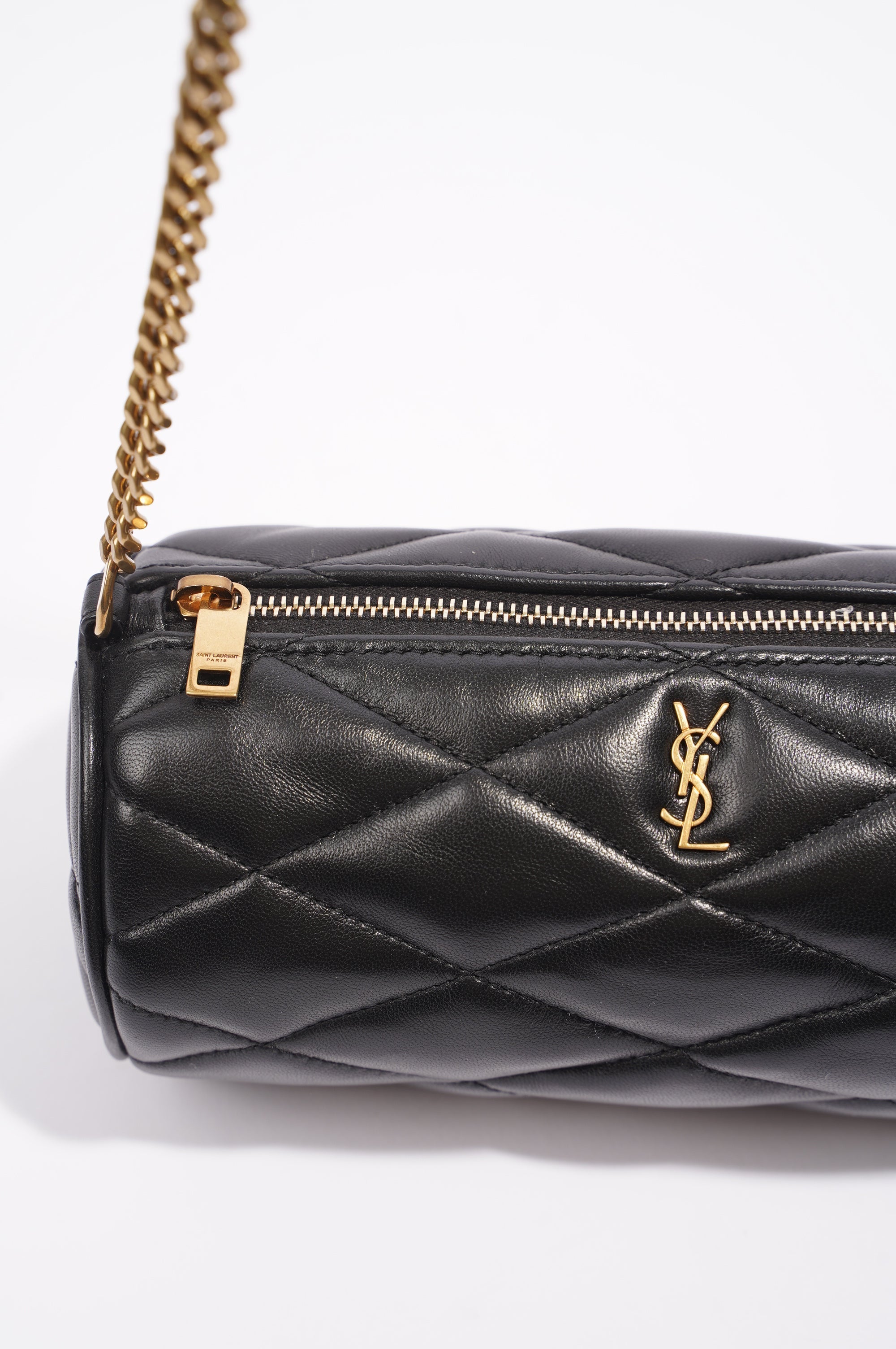 Saint Laurent Womens Sade Tube Black Leather Mini