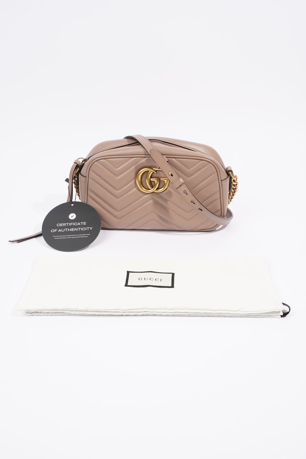 Gucci Womens Marmont Zip Bag Mauve Leather Small