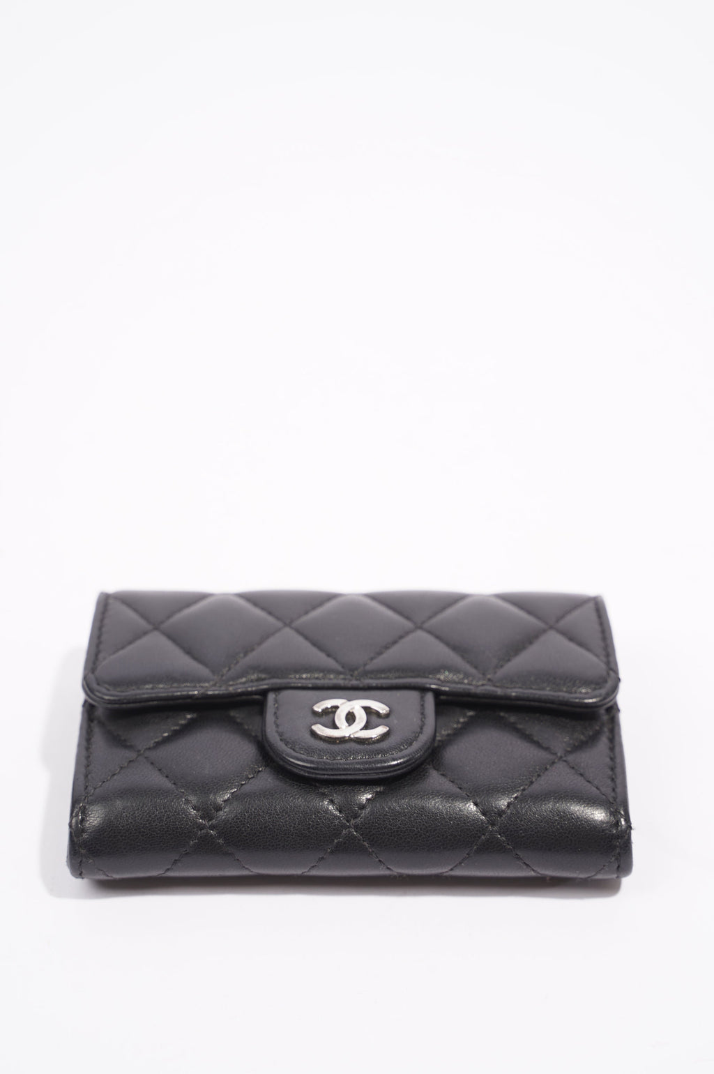 Chanel Womens Lambskin Card Holder Black