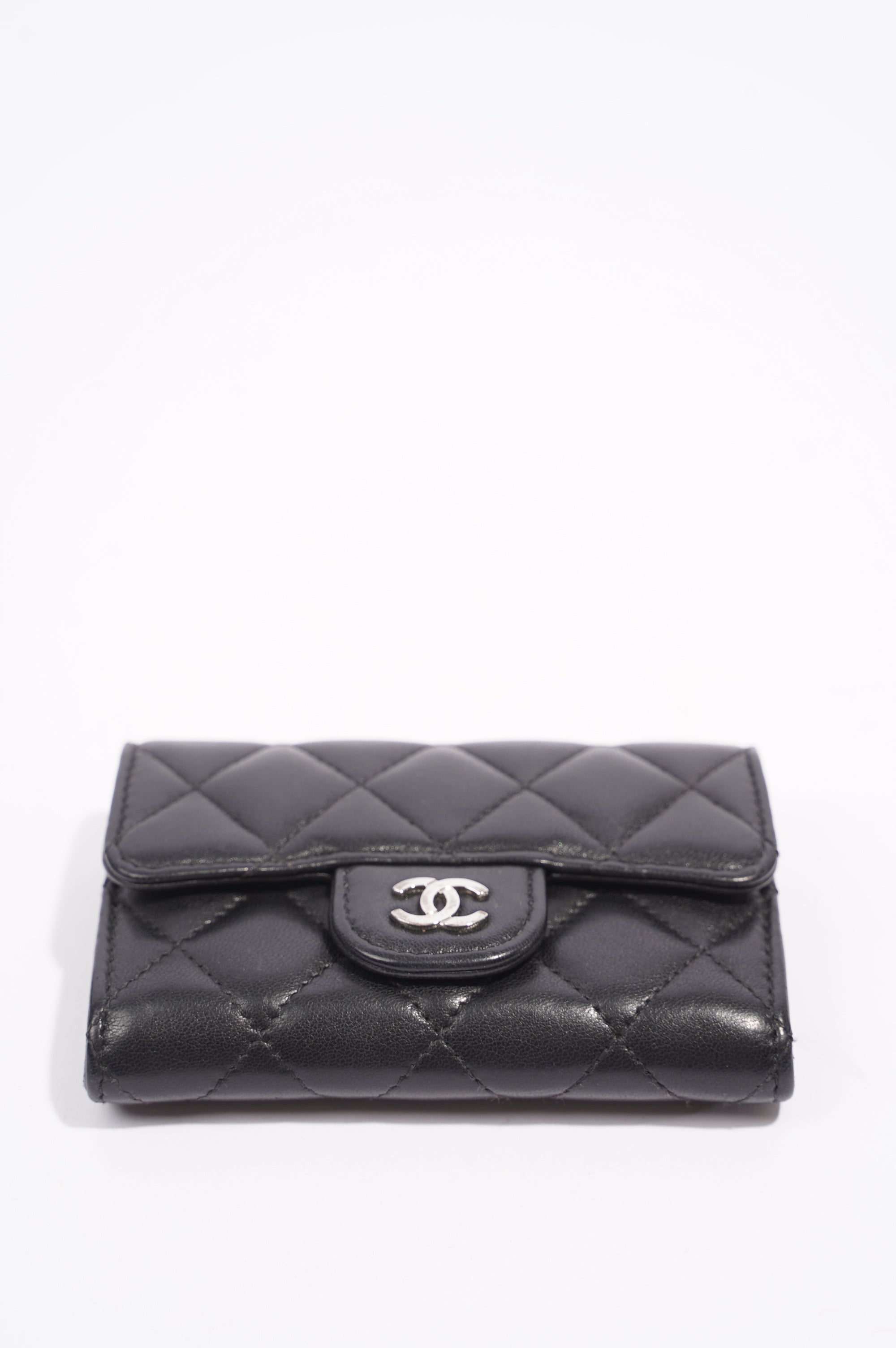 Chanel Womens Lambskin Card Holder Black