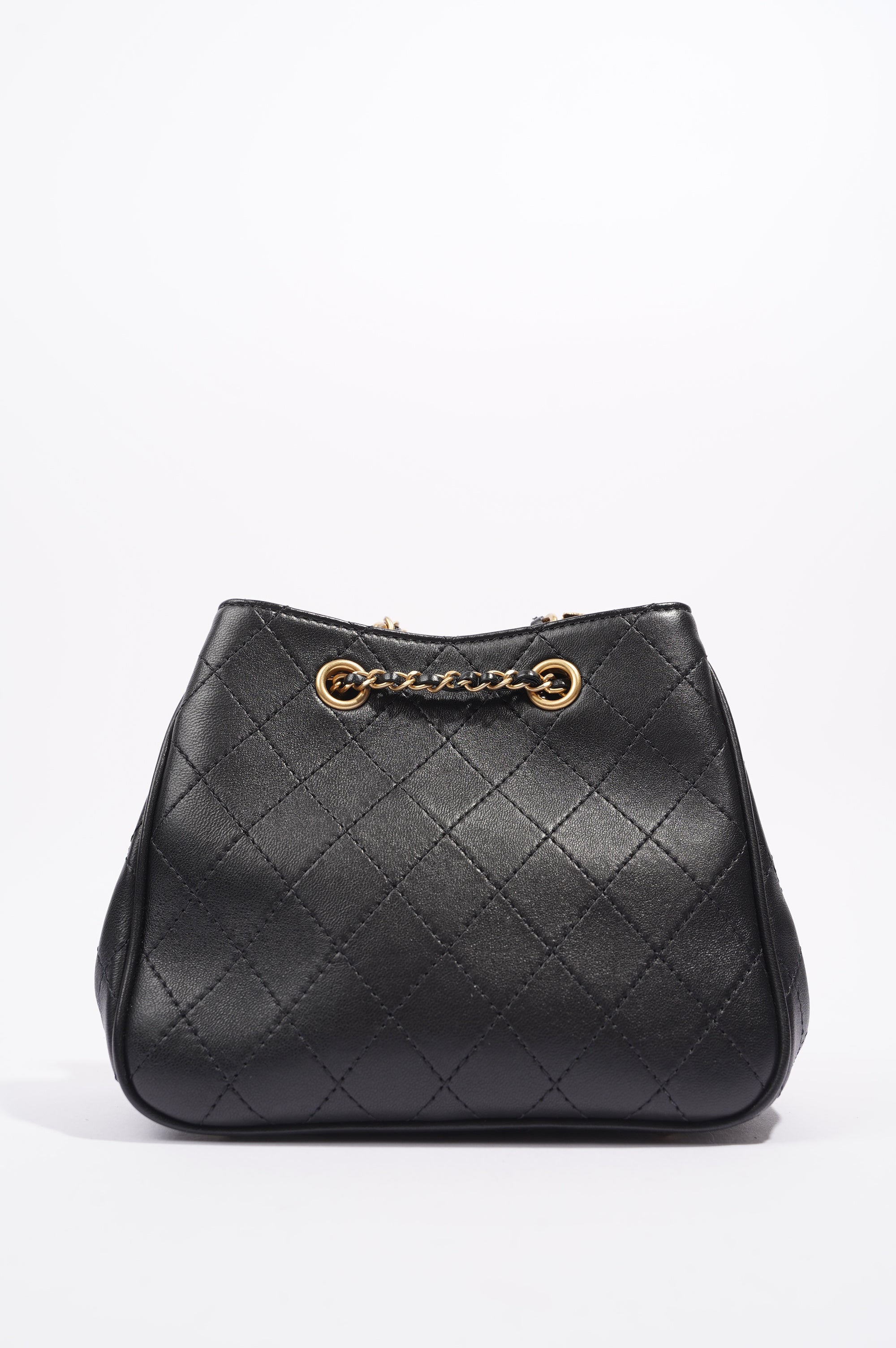 Chanel Womens Mini Amulat Bucket Bag Black Lambskin / Gold