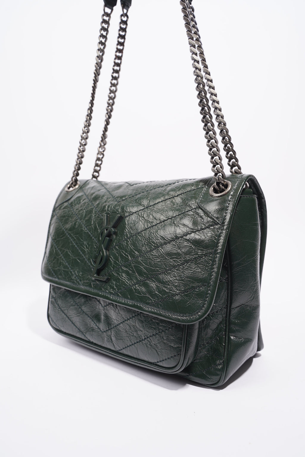 Saint Laurent Womens Niki Shoulder Bag Forest Green Medium