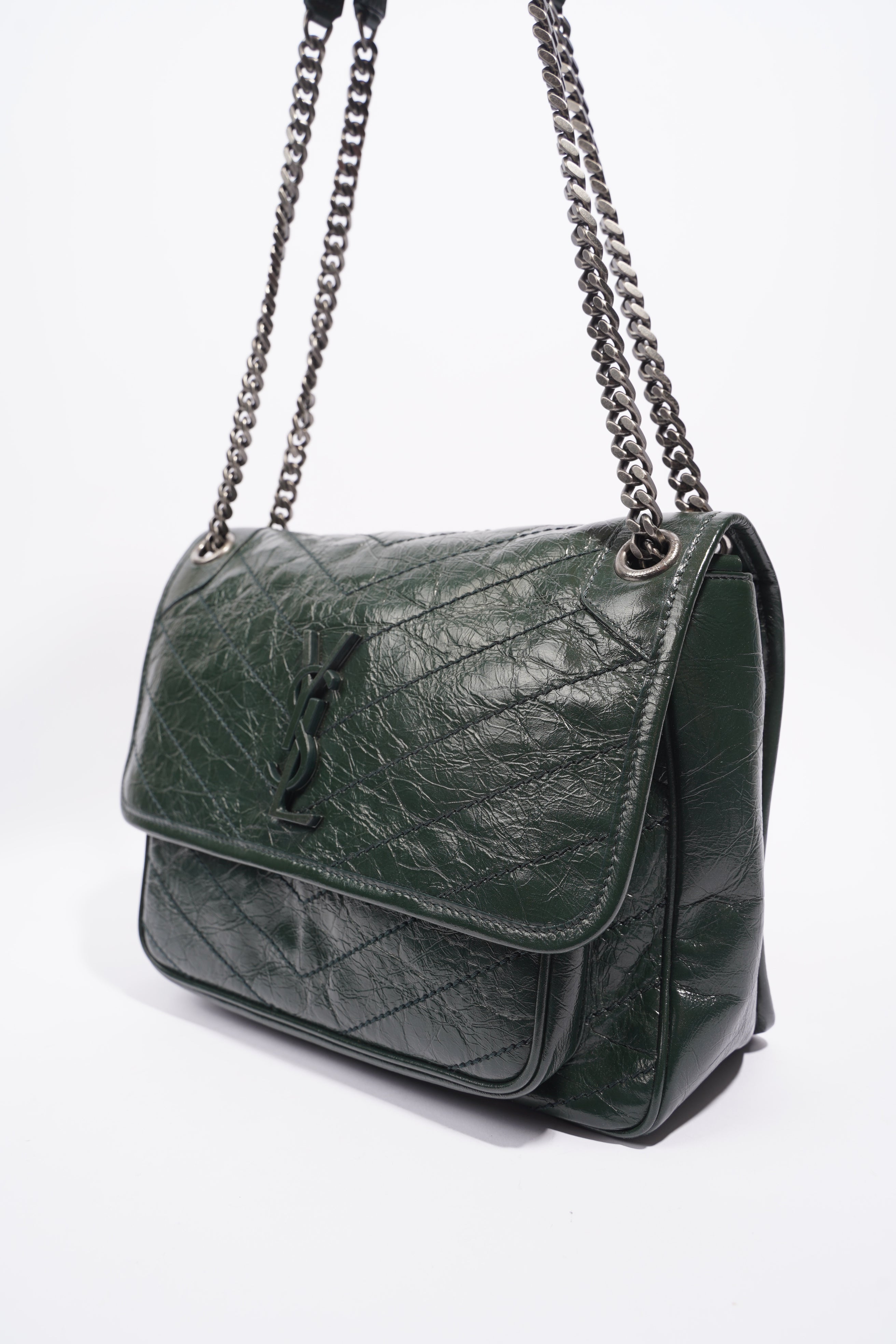 Saint Laurent Womens Niki Shoulder Bag Forest Green Medium