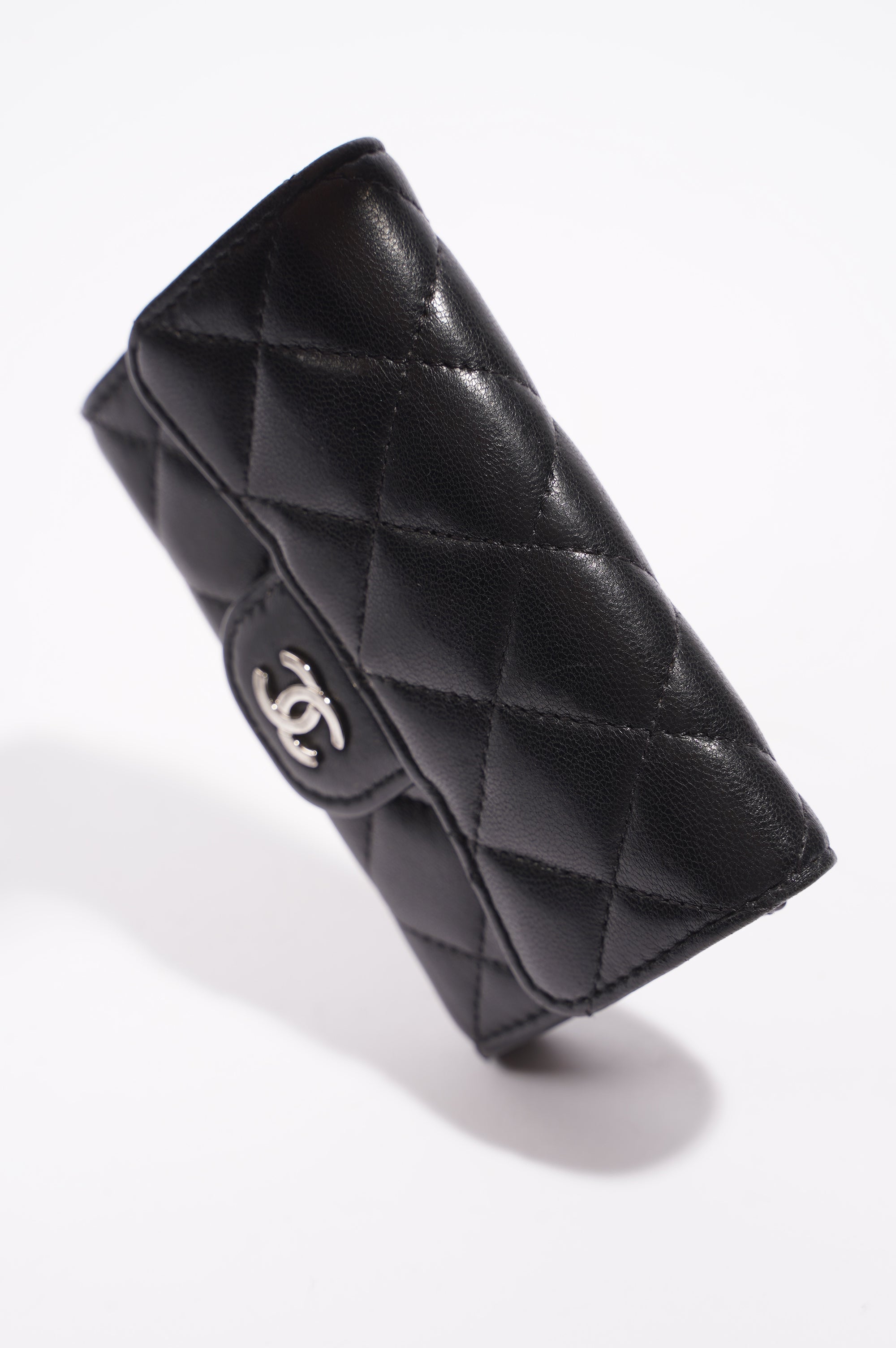 Chanel Womens Lambskin Card Holder Black