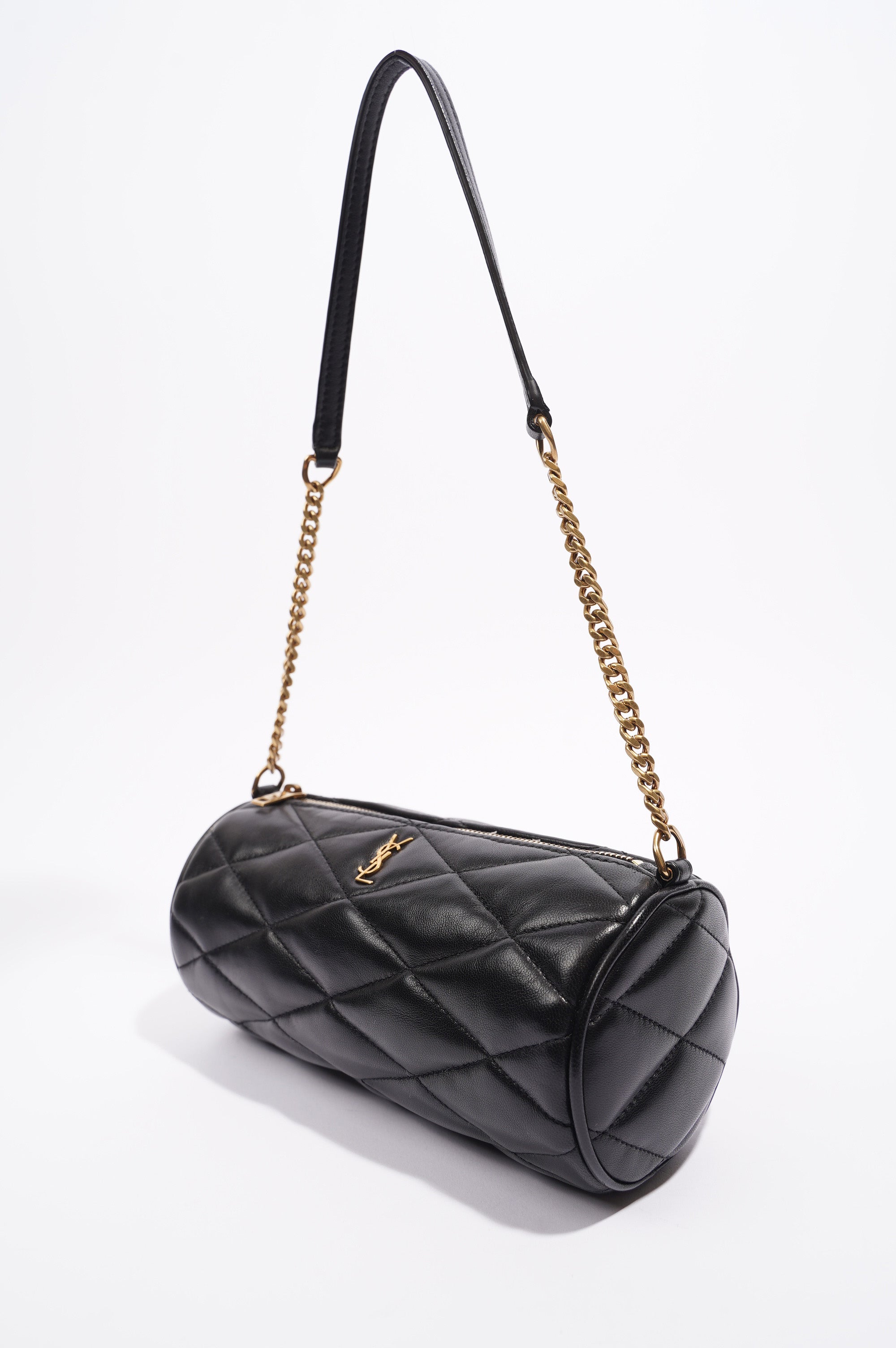 Saint Laurent Womens Sade Tube Black Leather Mini
