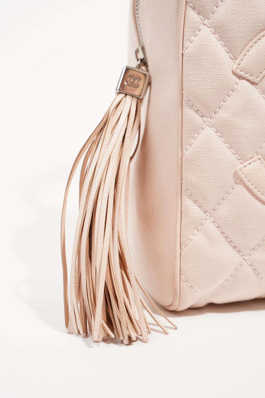Chanel Womens Lambskin Hobo Tassel Bag Pink Small