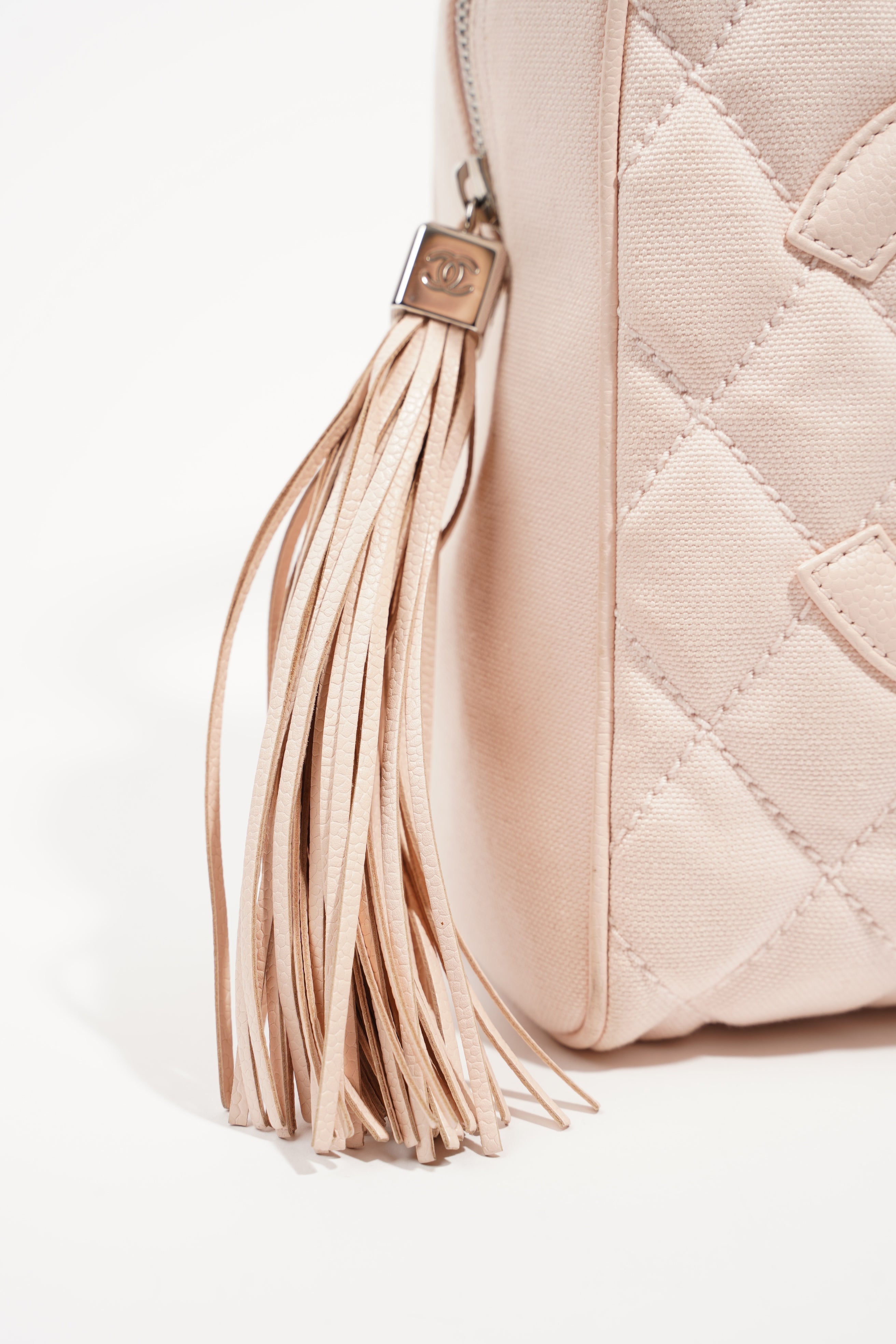 Chanel Womens Lambskin Hobo Tassel Bag Pink Small