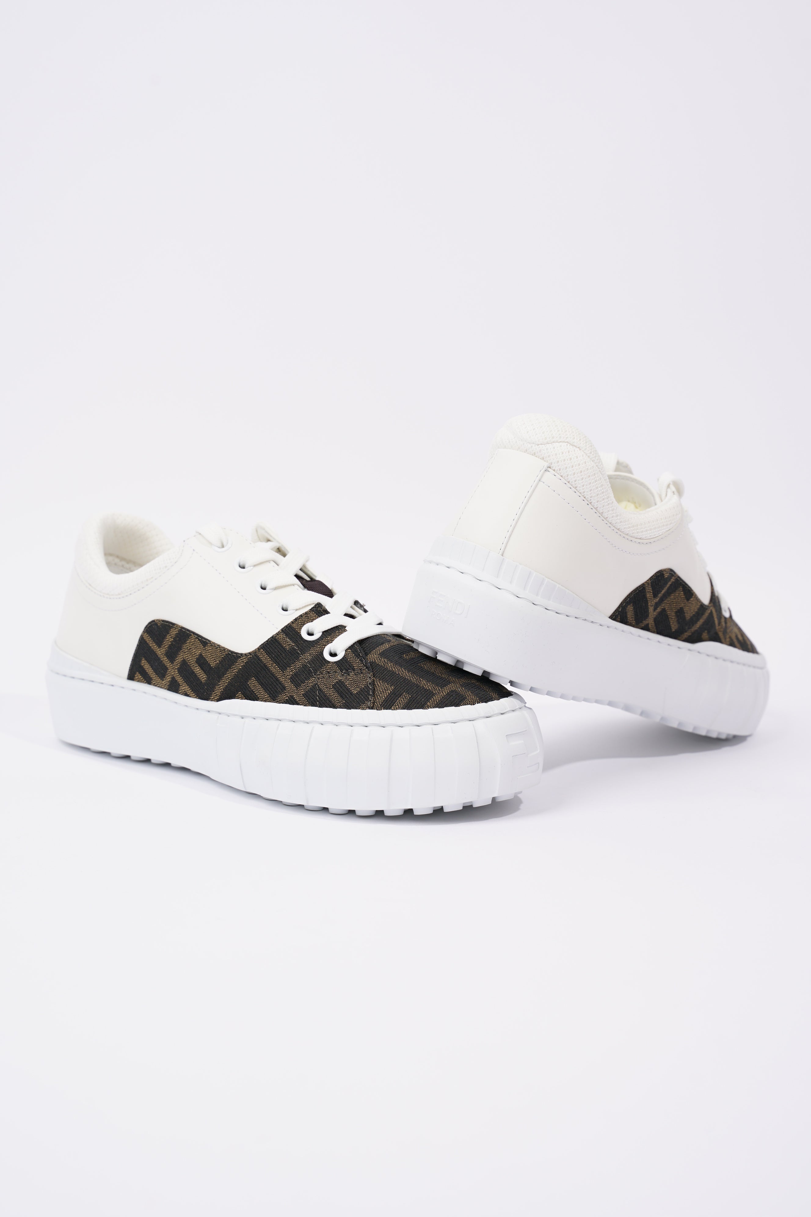 Fendi Womens Force Sneaker White / Monogram EU 38 / UK 5
