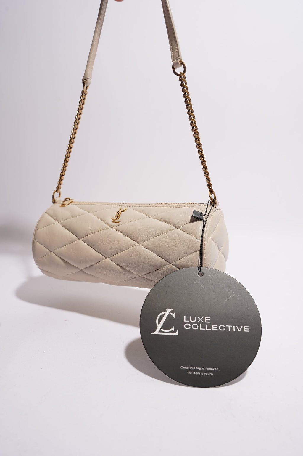 Saint Laurent Womens Tube Bag White Lambskin Leather Mini