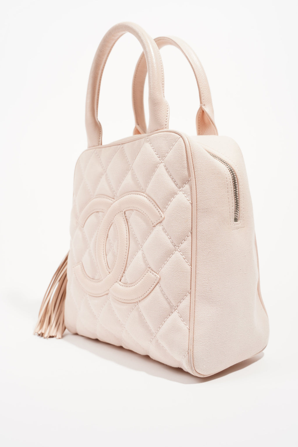 Chanel Womens Lambskin Hobo Tassel Bag Pink Small