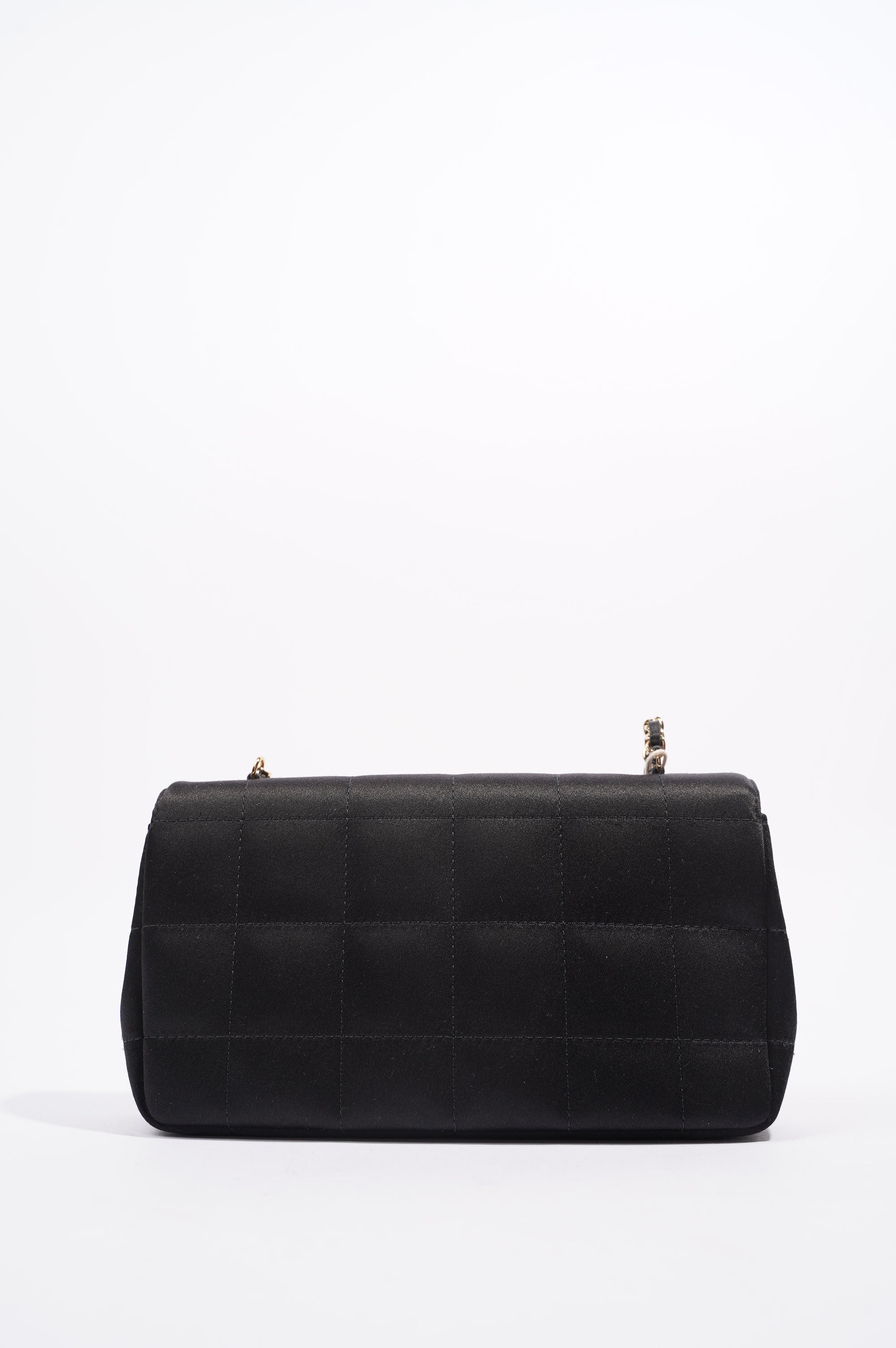 Chanel Womens Vintage Camellia Satin Classic Flap Black Mini