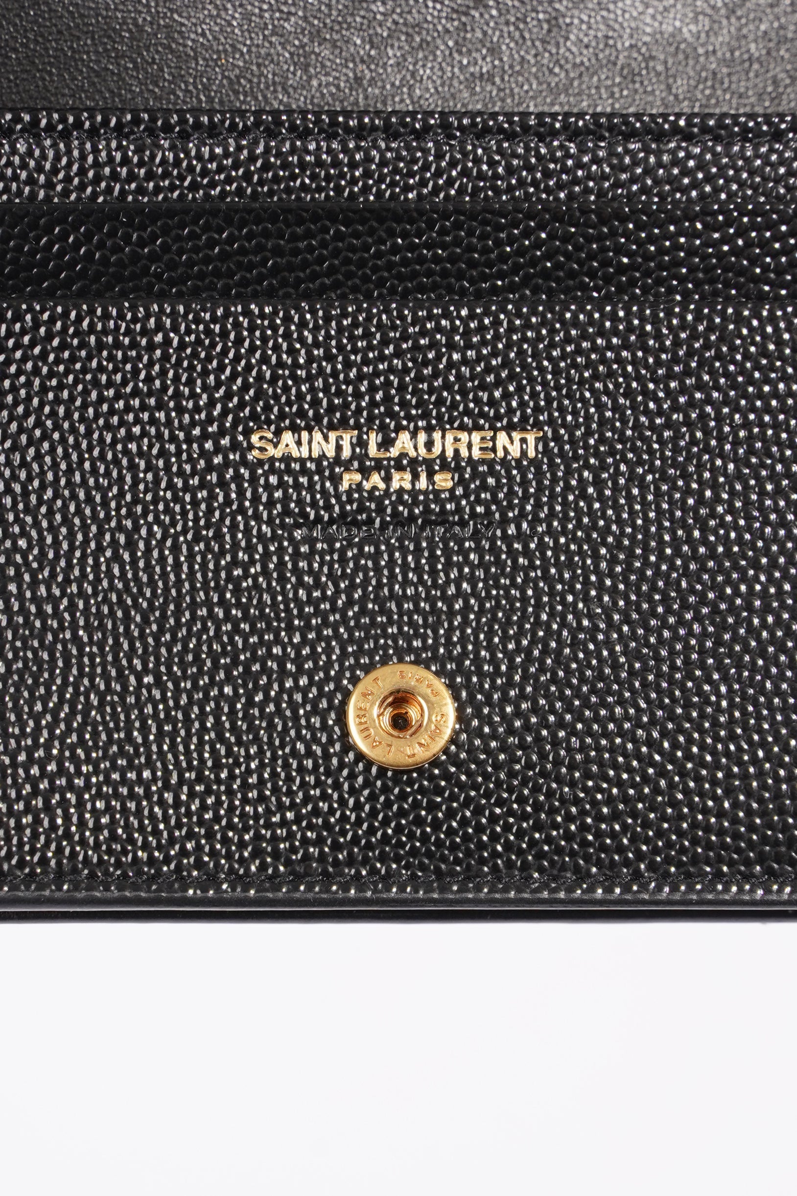 Saint Laurent Flap Card Case Black Matelasse Leather