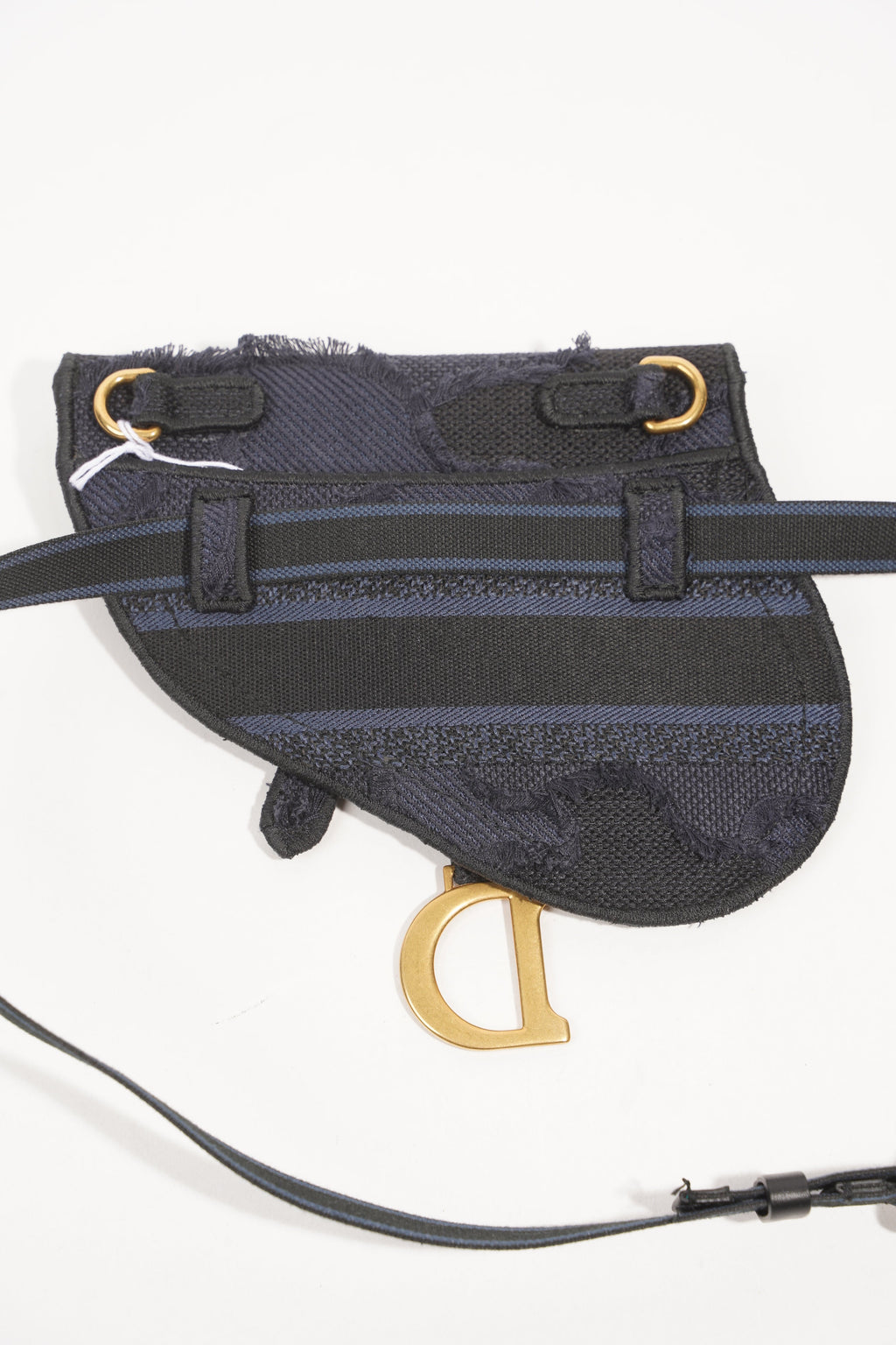 Christian Dior Saddle Belt Flat Pouch Blue Black