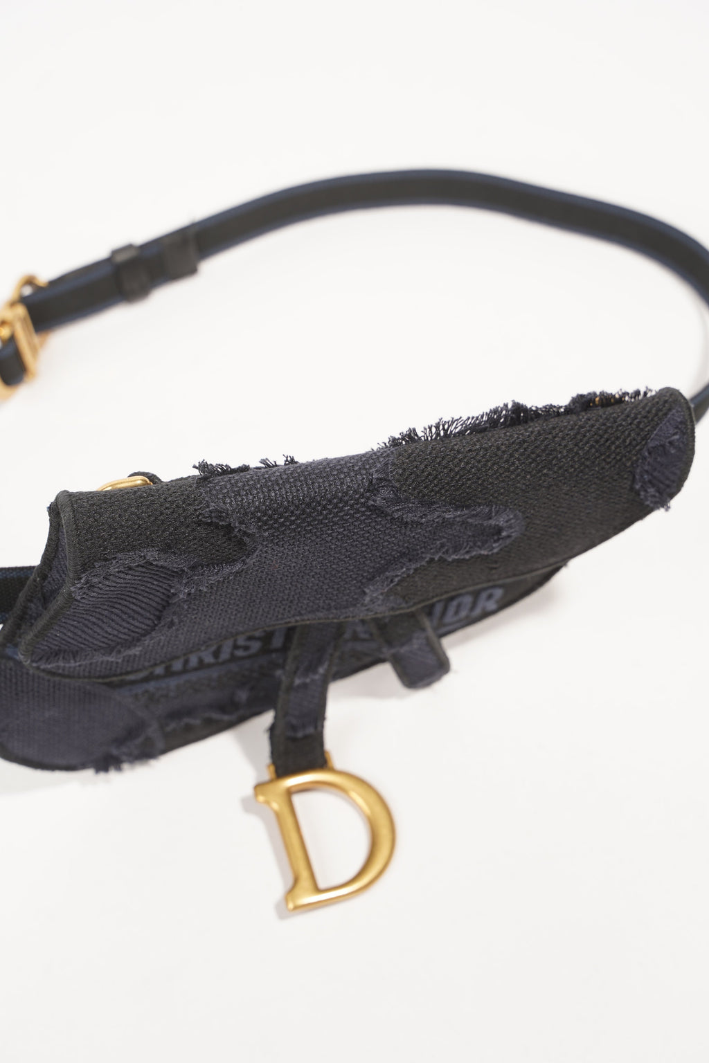 Christian Dior Saddle Belt Flat Pouch Blue Black