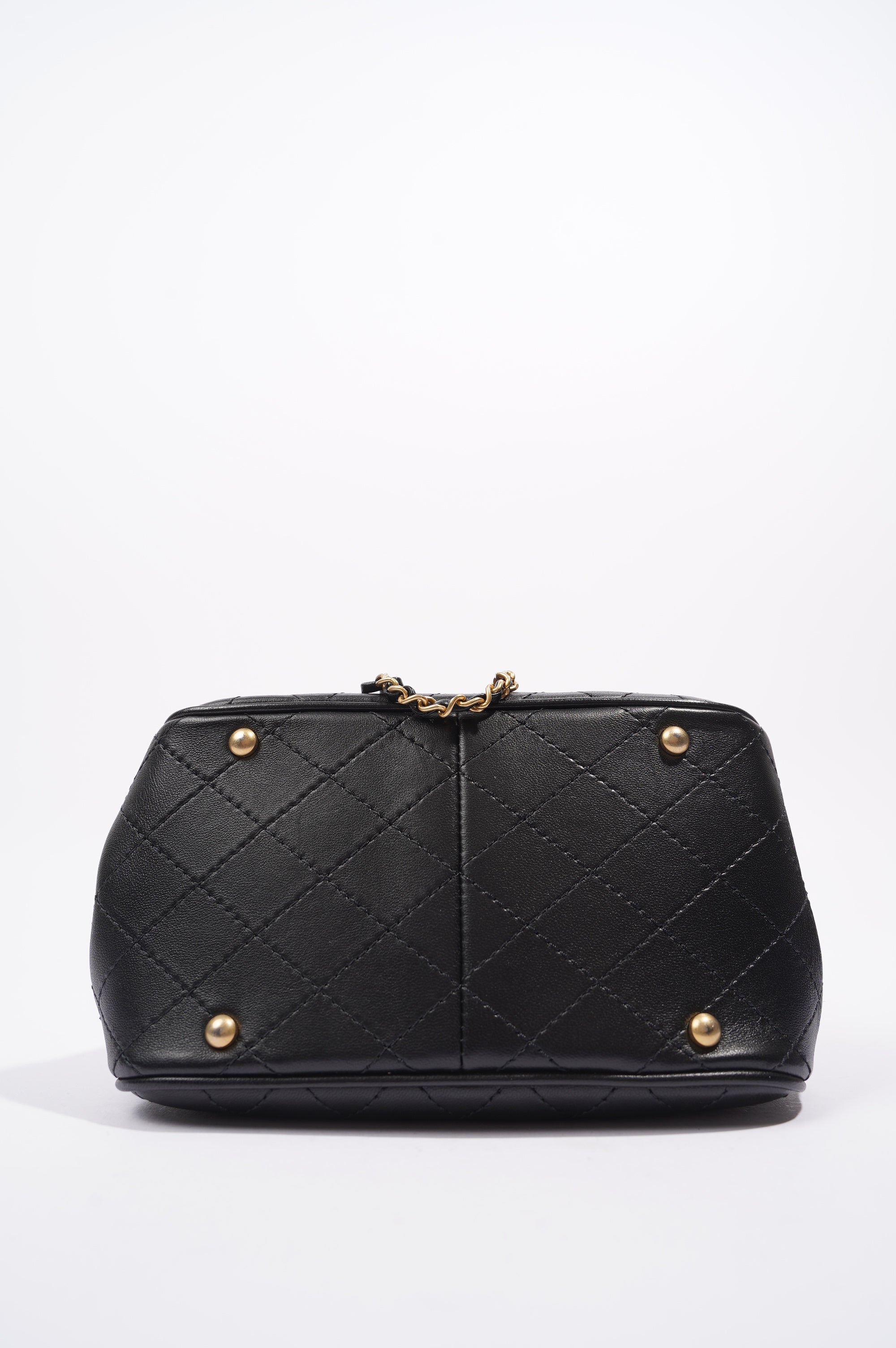 Chanel Womens Mini Amulat Bucket Bag Black Lambskin / Gold