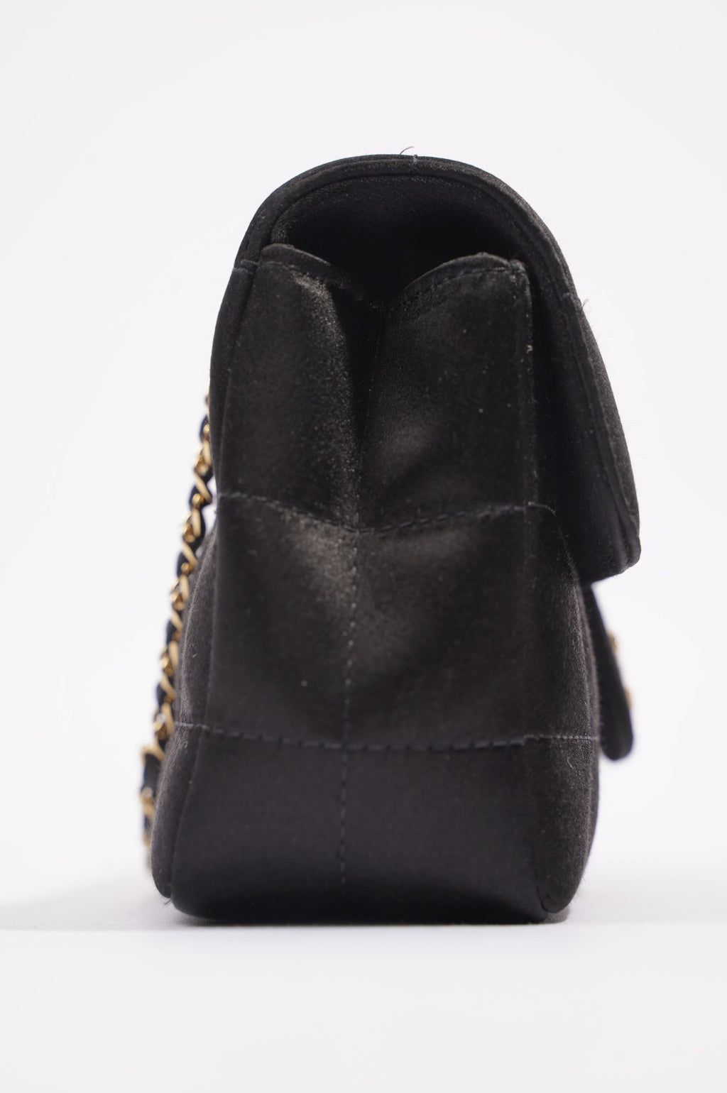 Chanel Womens Vintage Camellia Satin Classic Flap Black Mini