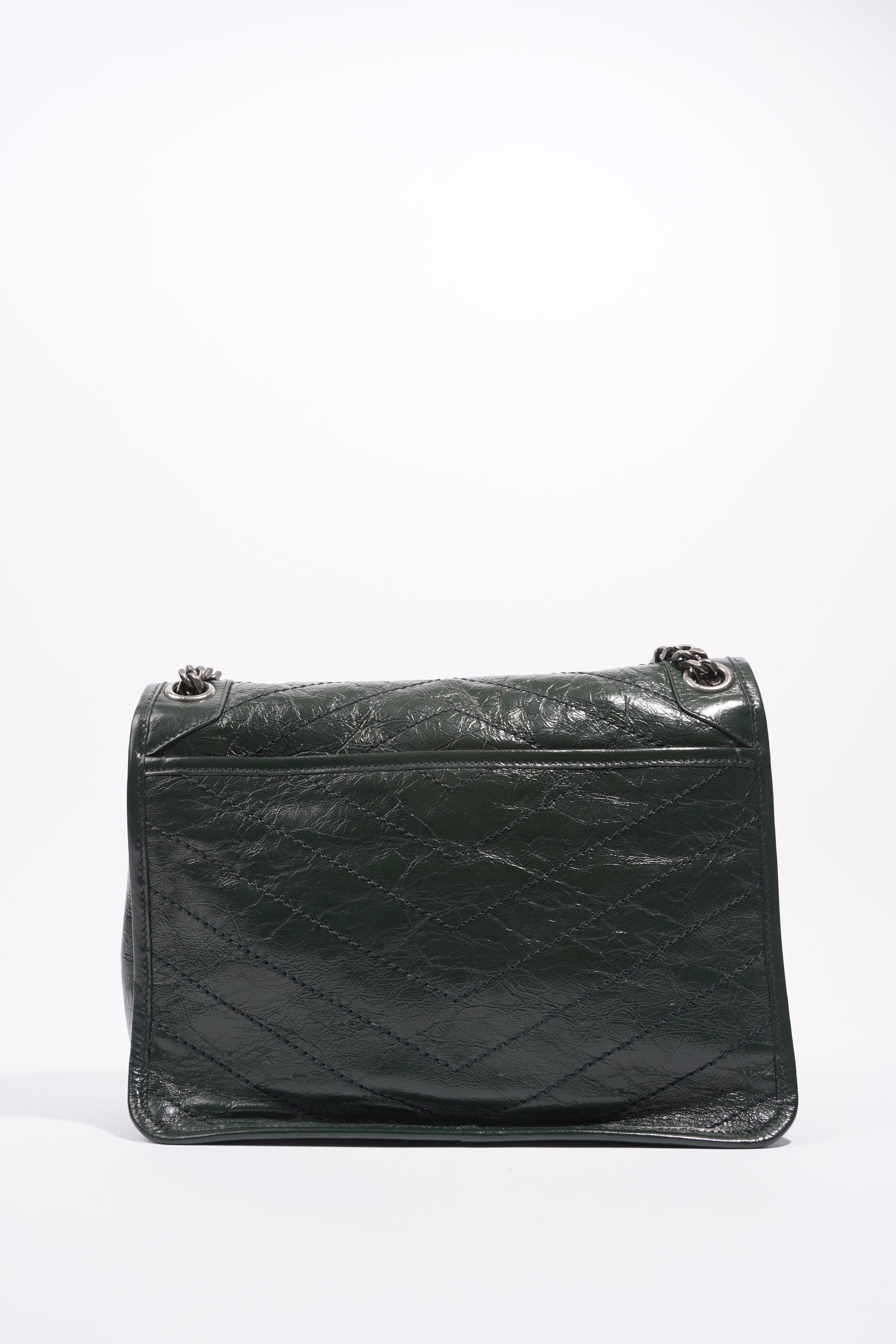 Saint Laurent Womens Niki Shoulder Bag Forest Green Medium