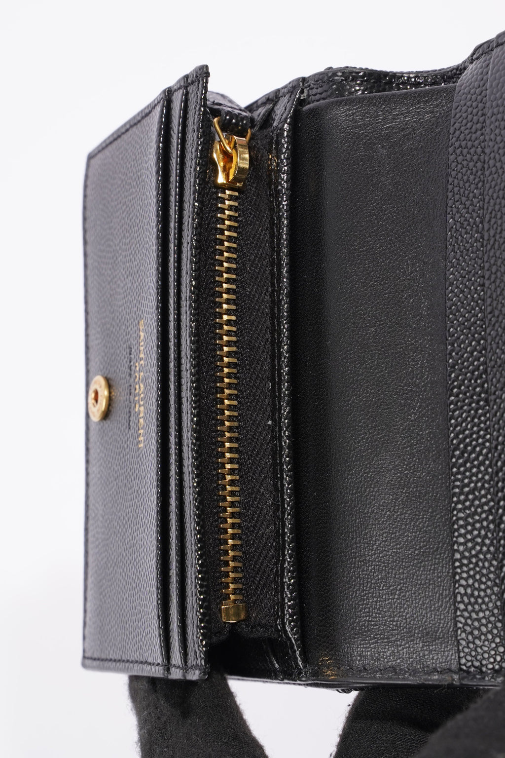 Saint Laurent Flap Card Case Black Matelasse Leather
