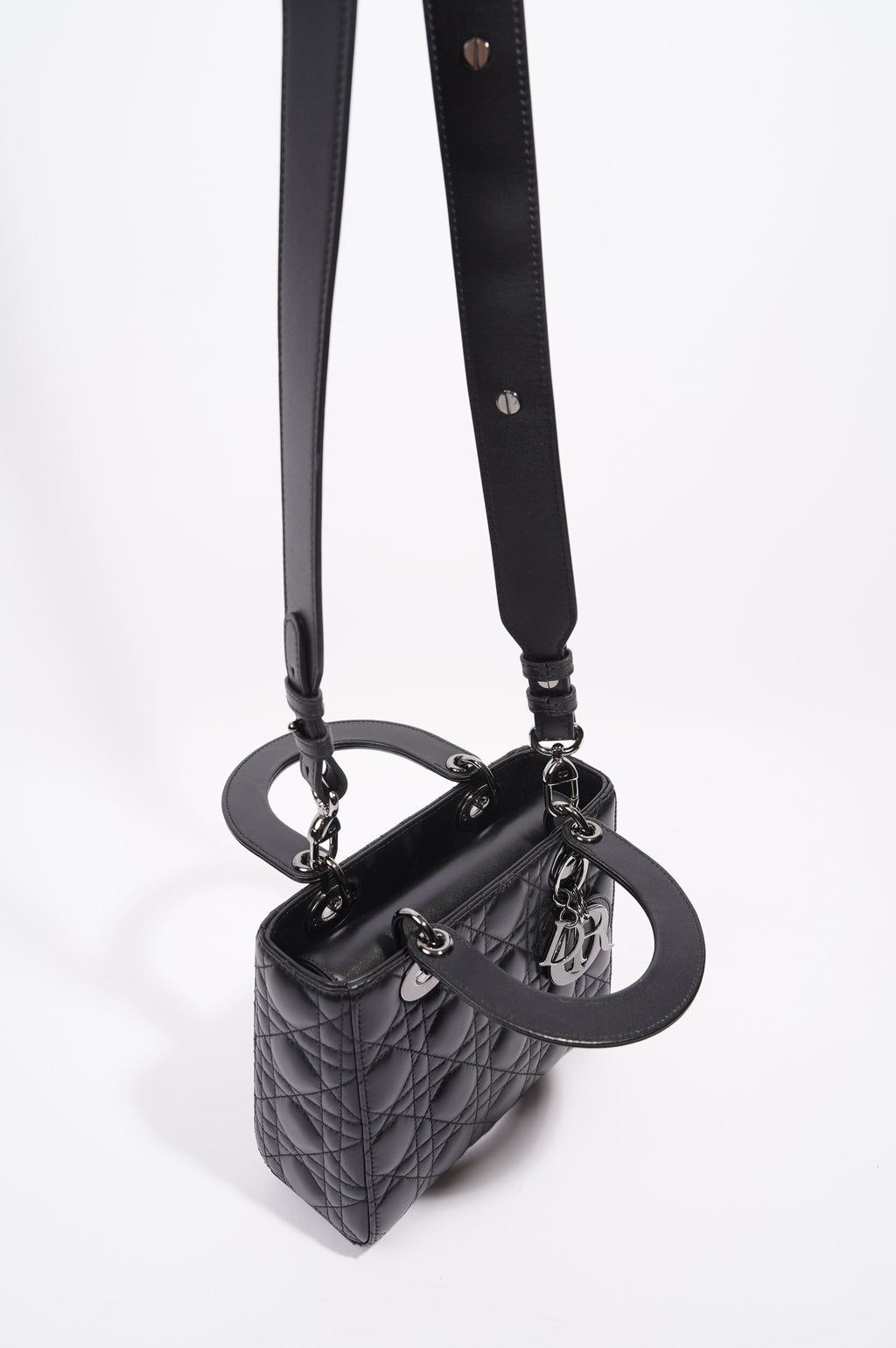 Christian Dior Womens Lady Dior Black Lambskin Small