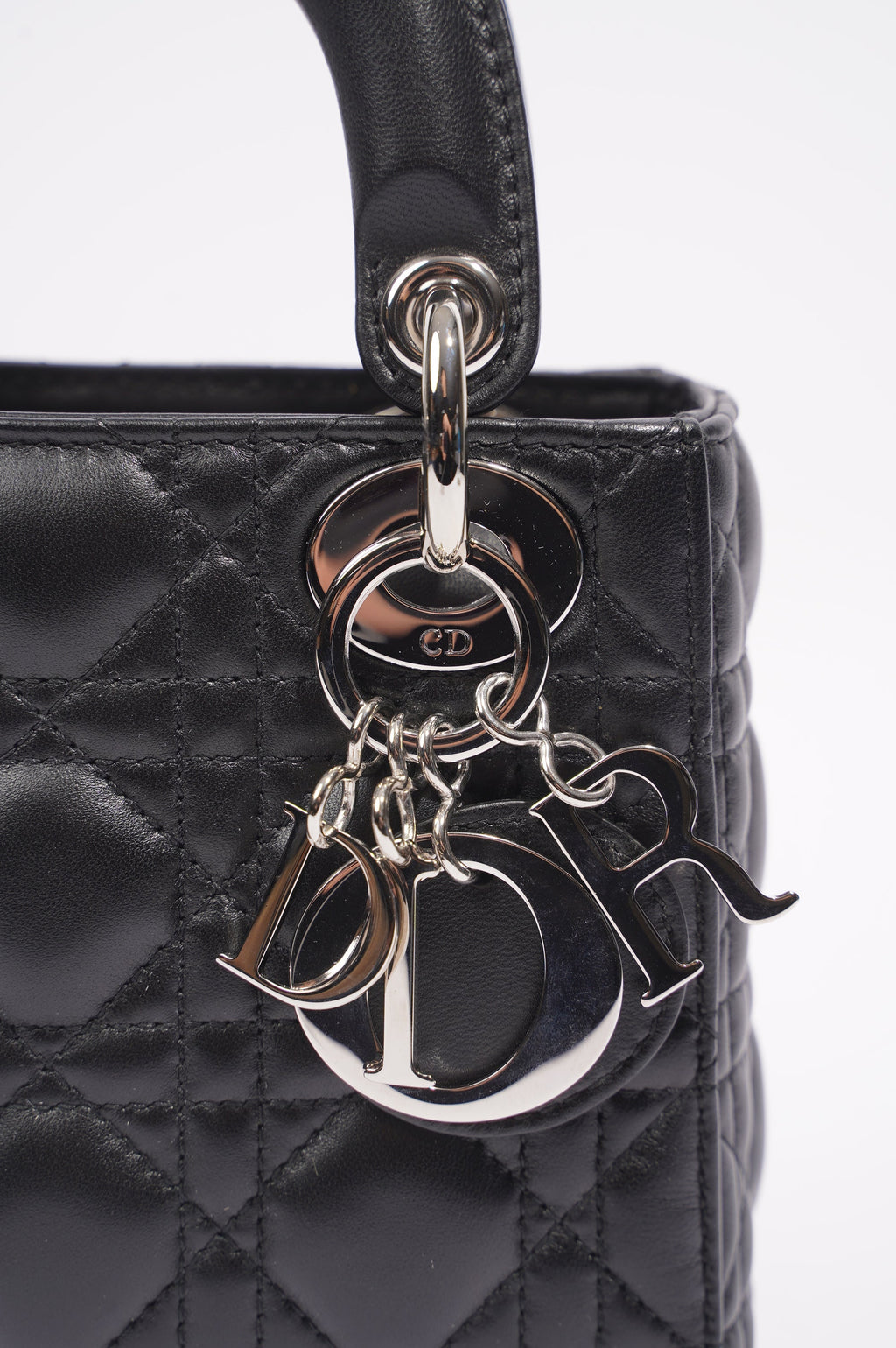Christian Dior Womens Lady Dior Black Leather Mini