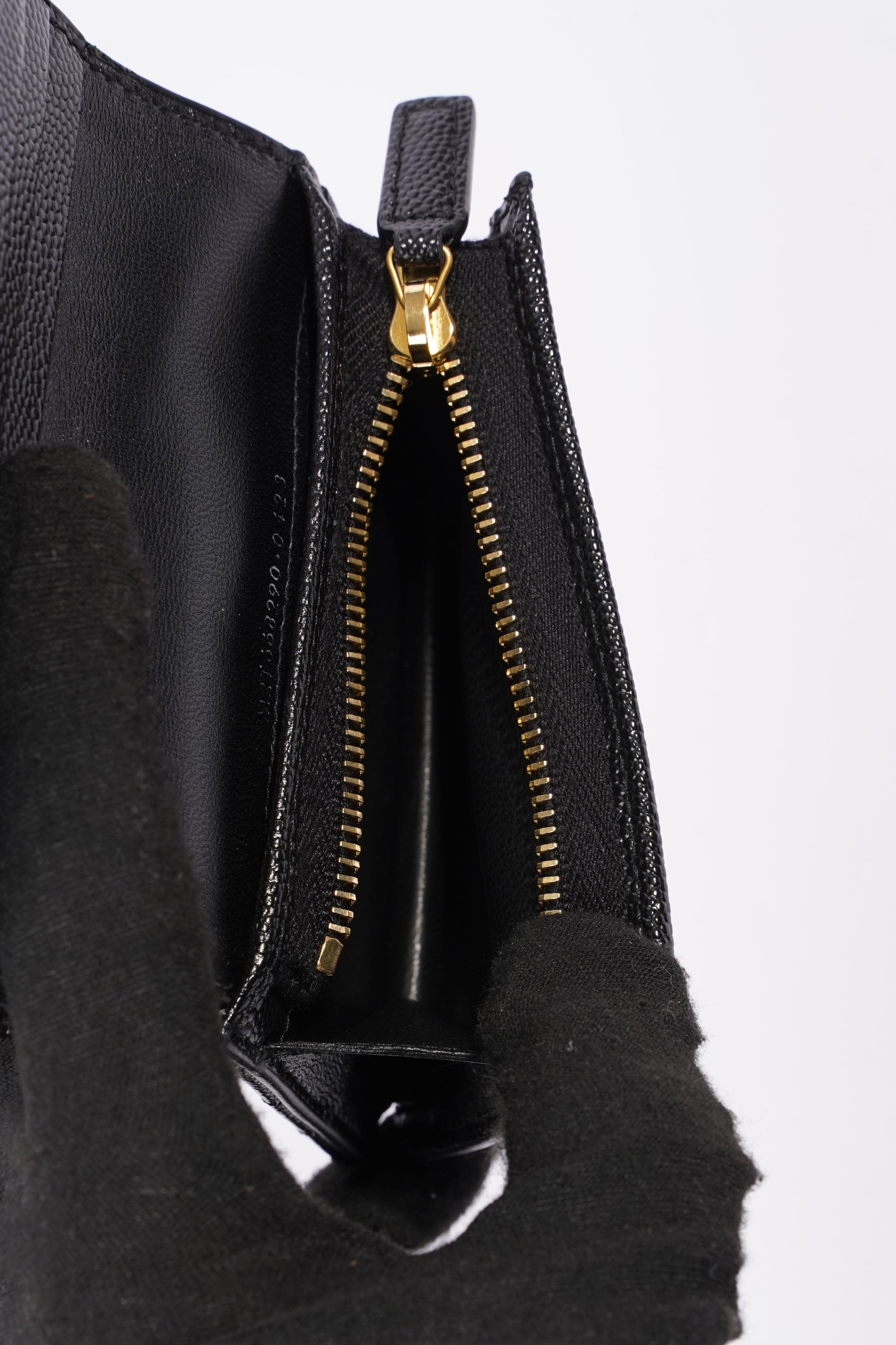 Saint Laurent Flap Card Case Black Matelasse Leather