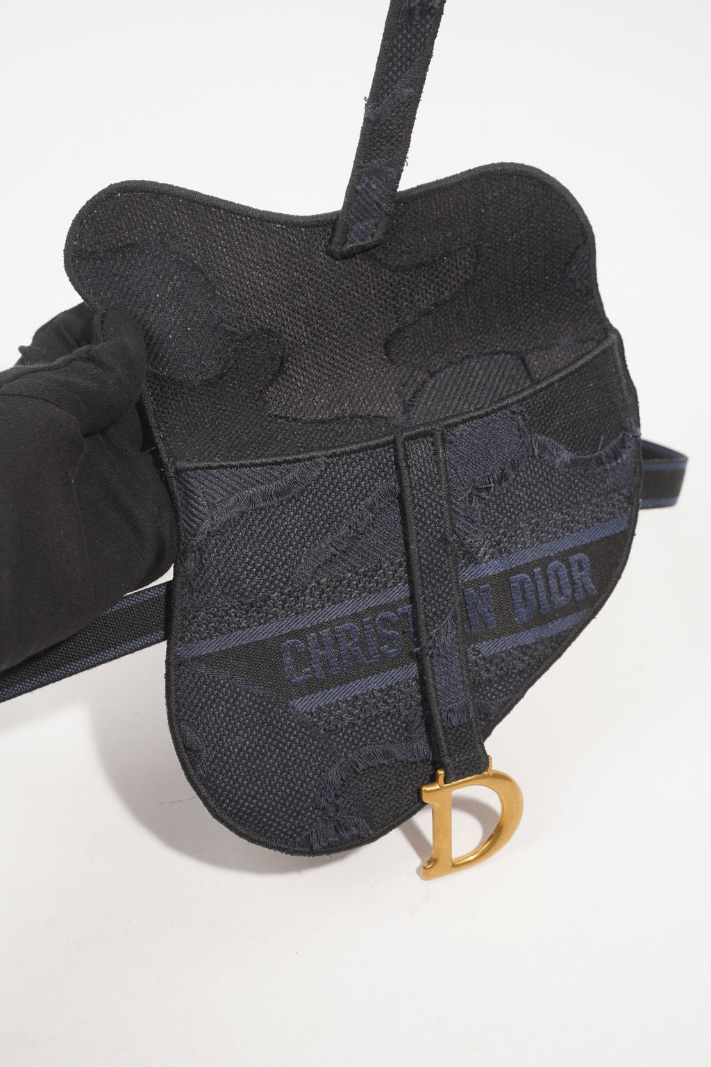 Christian Dior Saddle Belt Flat Pouch Blue Black