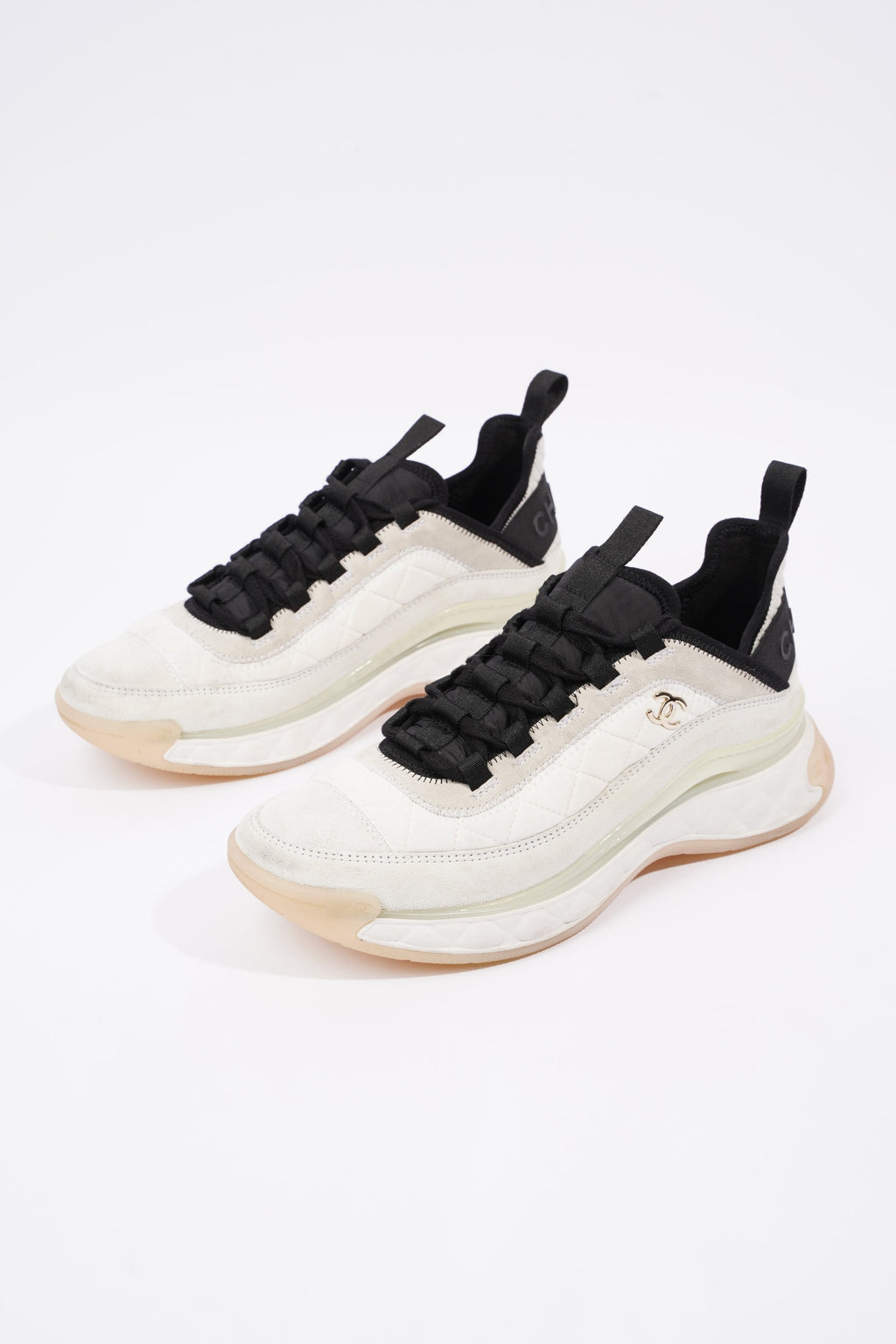 Chanel Womens CC Logo Runners Cream EU 39.5 / UK 6.5