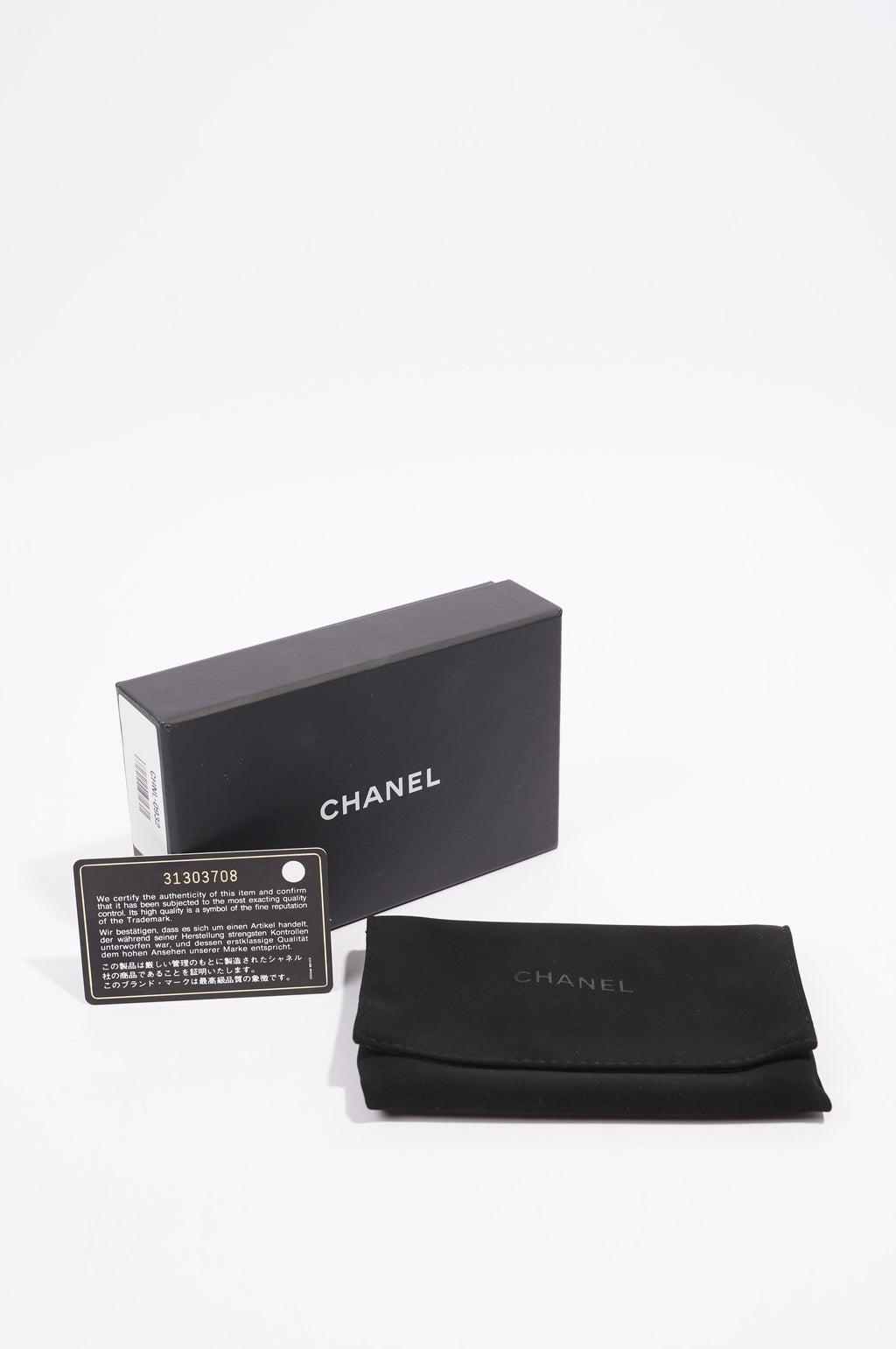 Chanel Womens Lambskin Card Holder Black